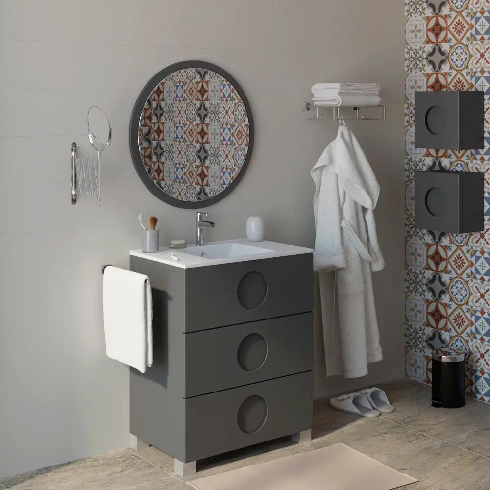 Pack de mueble de baño con lavabo sphere grafito mate 70x45 cm