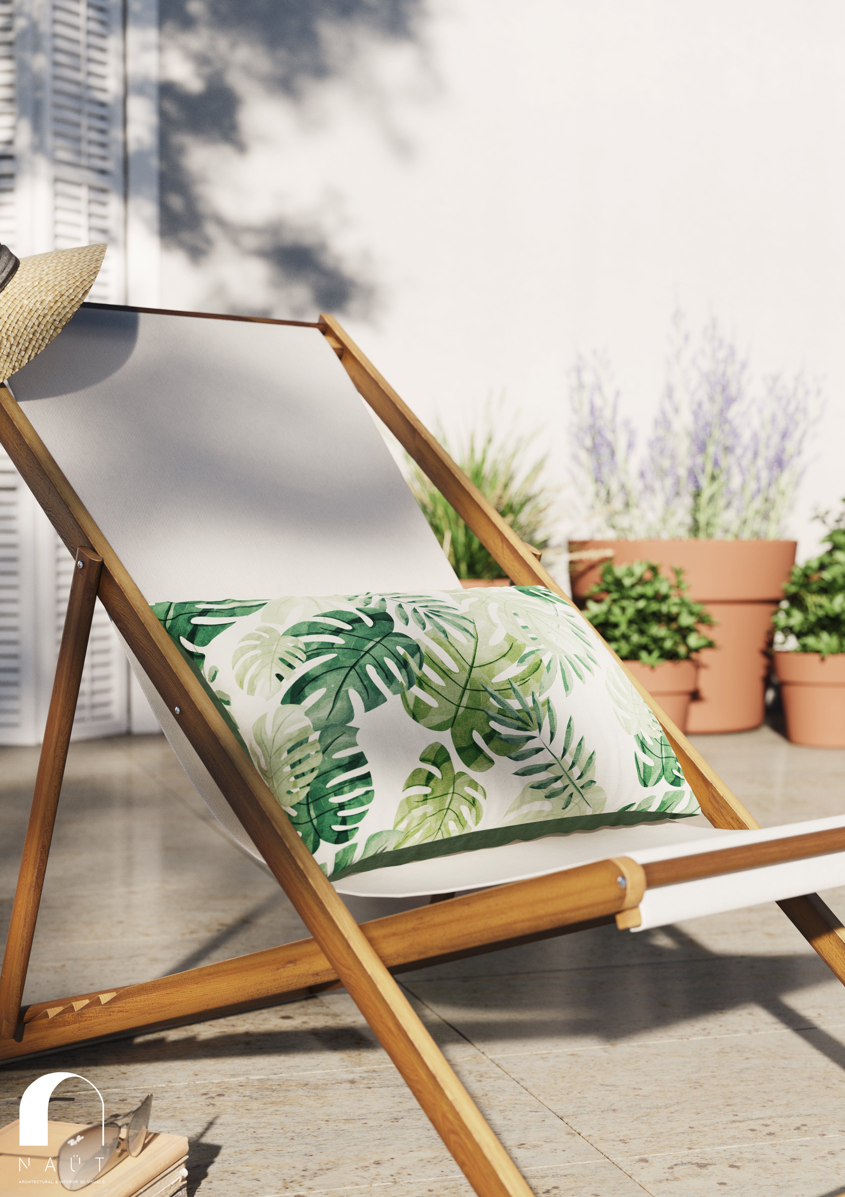 Cojín de exterior decorativo 55x35 cm jungla verde