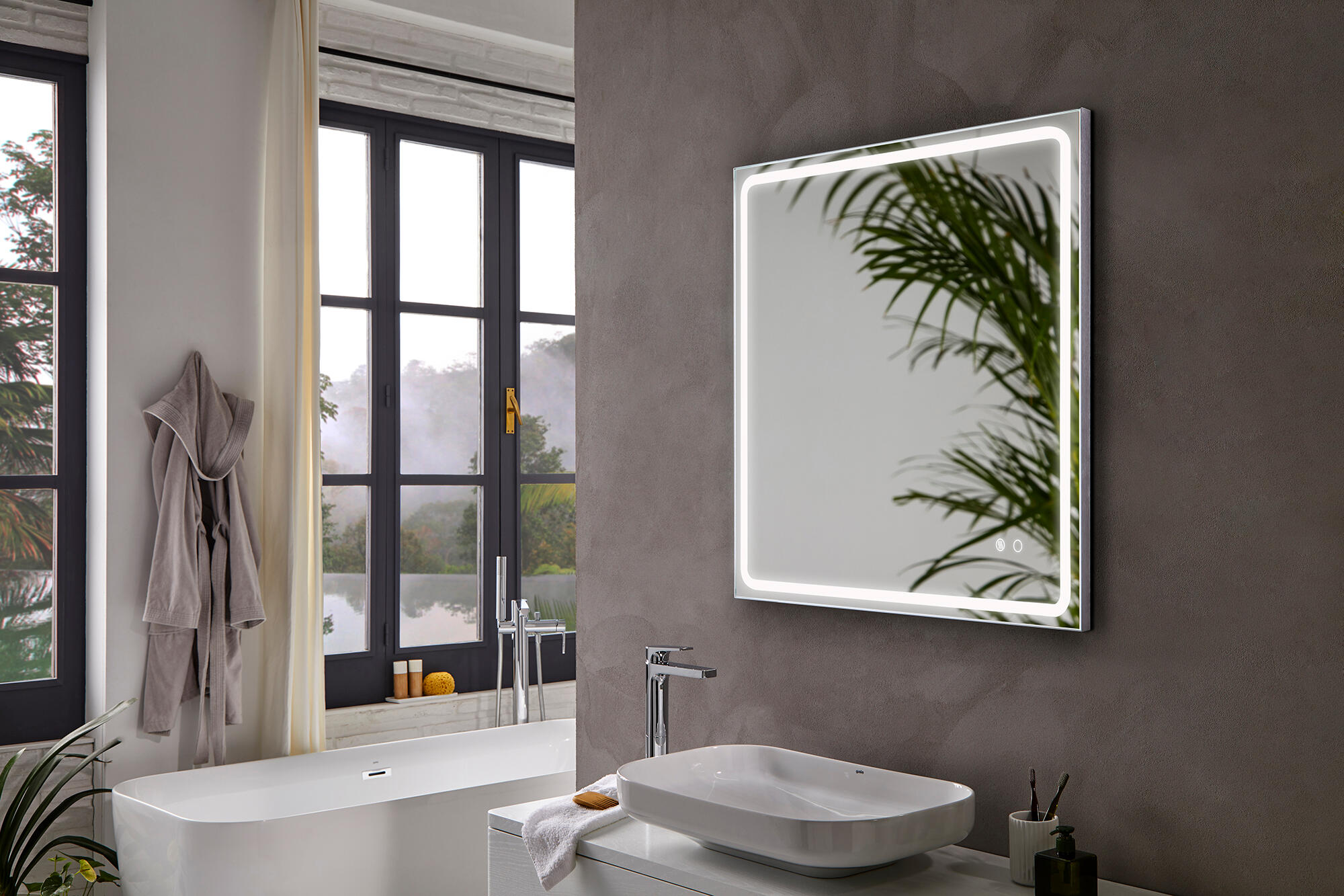 Espejo de baño con luz led mia , antivaho 80x60 cm