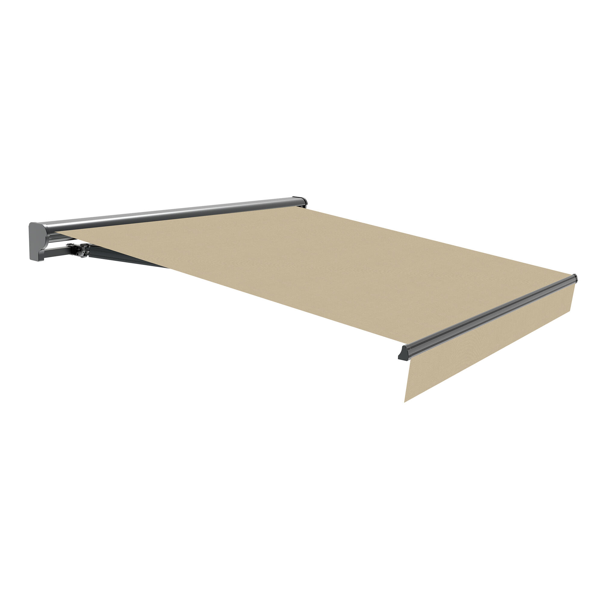 Toldo osaka brazo extensible motorizado semicofre gris tela beige 3x2 m