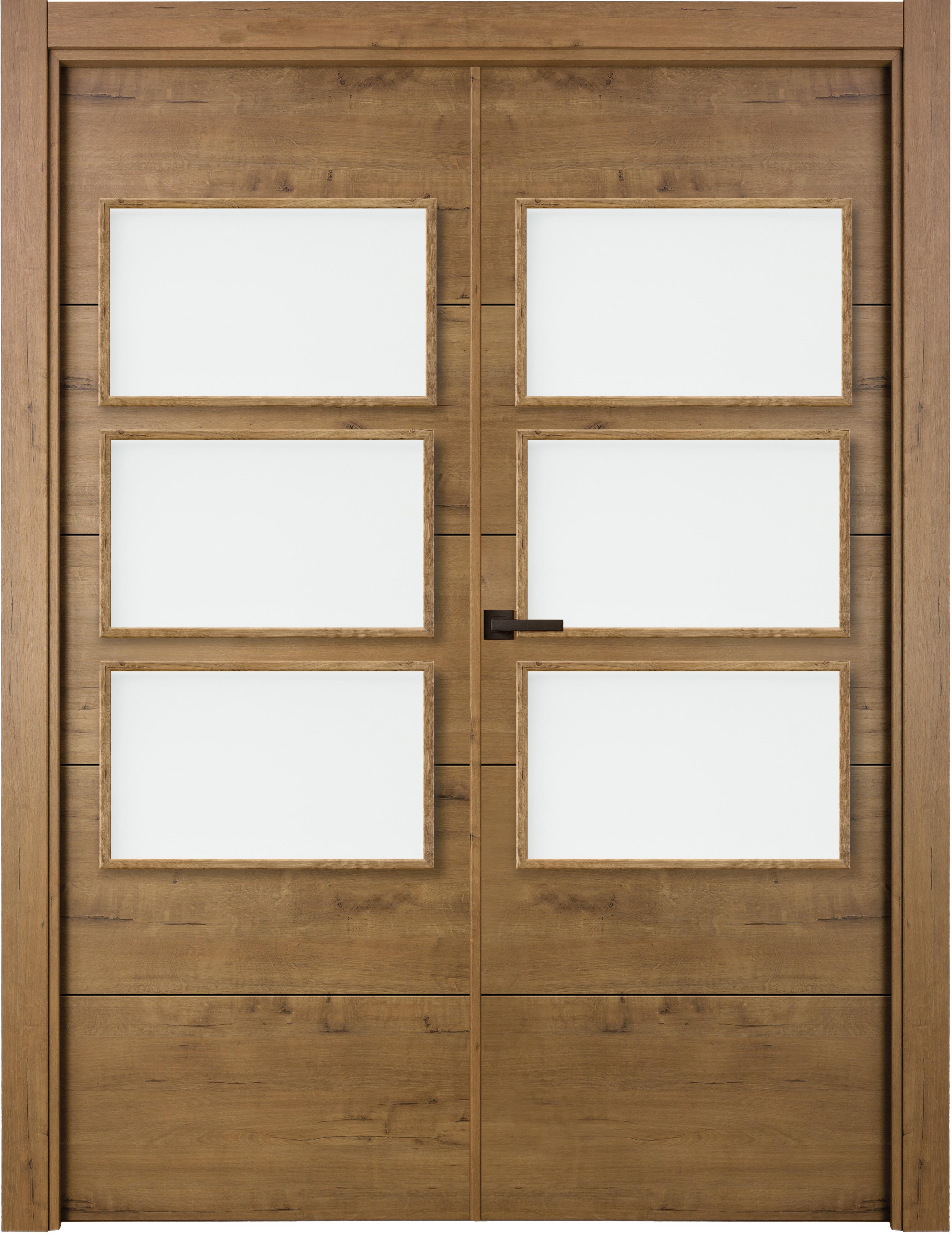 Puerta berna gold doble con vidriera de apertura izquierda de 125 x 203 x 7 cm