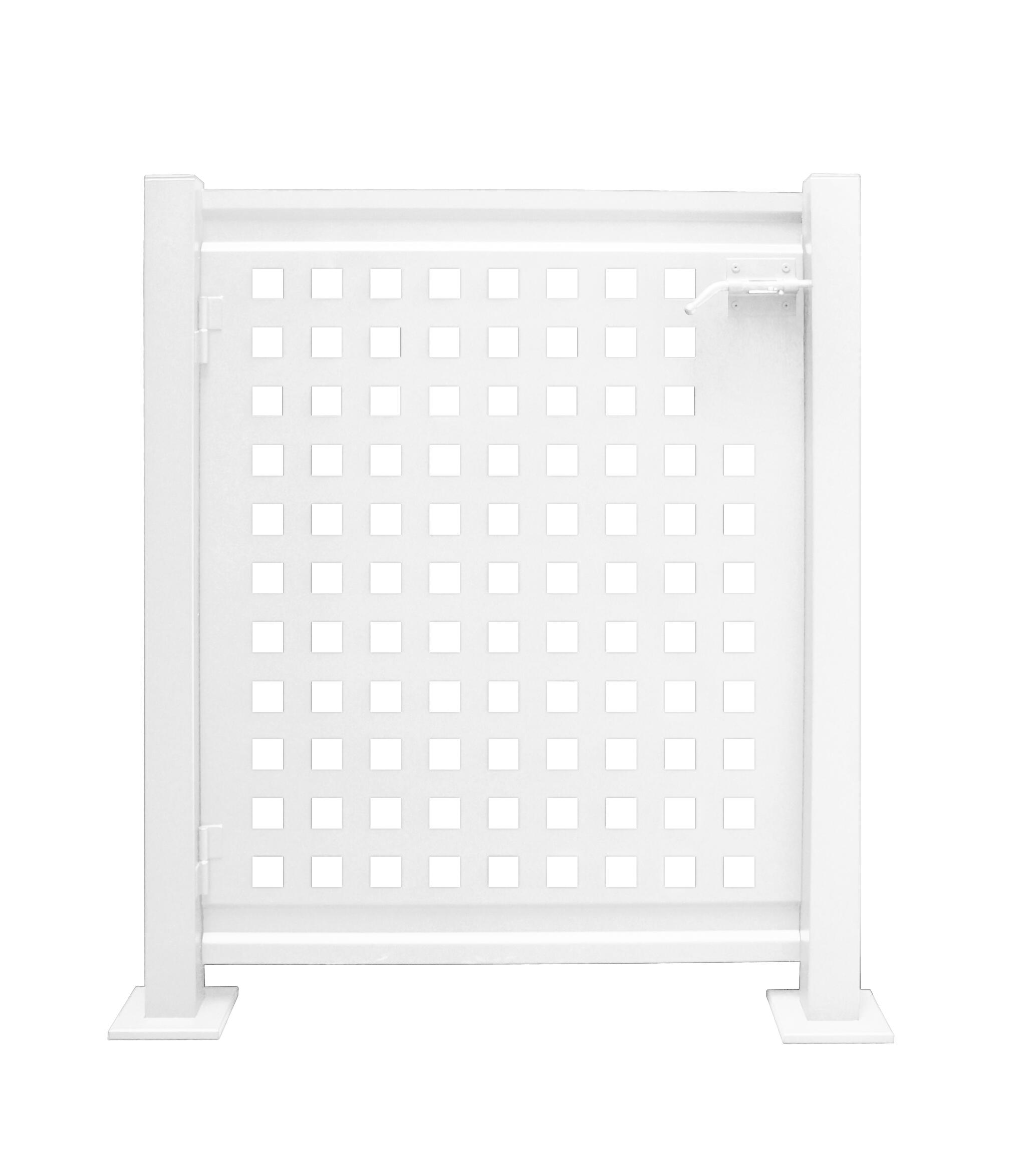 Puerta de valla acero galvanizado cuadros blanco 90x100 cm