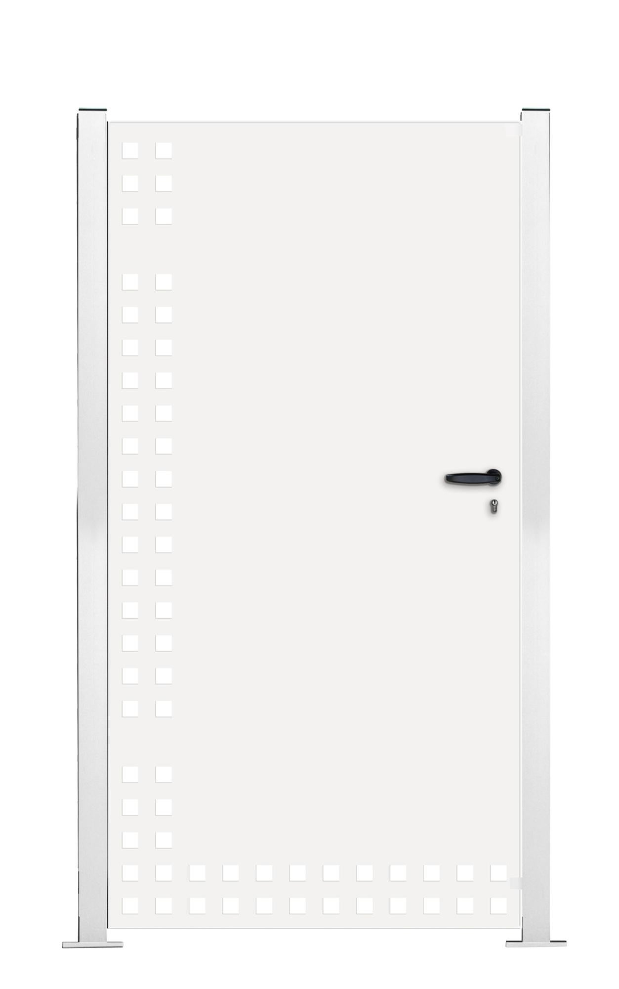 Puerta de valla acero galvanizado cuadros blanco 90x200 cm