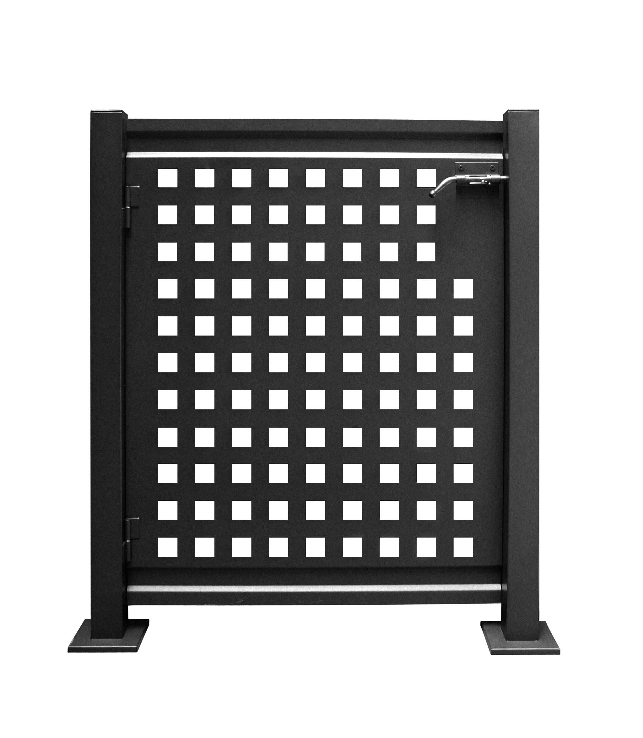 Puerta de valla acero galvanizado cuadros negro 90x100 cm