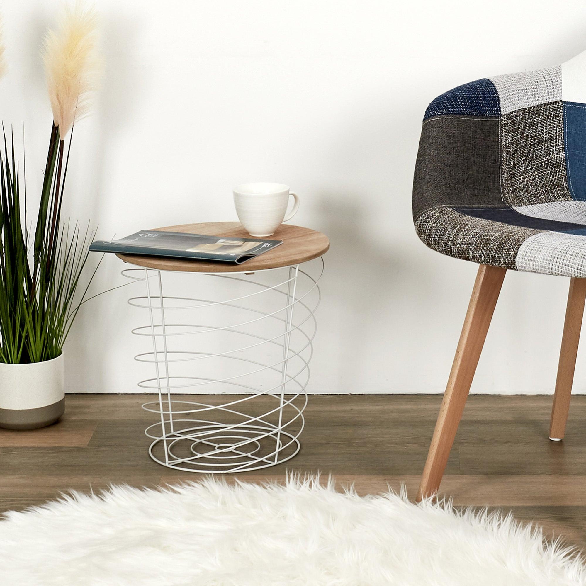 Mesa auxiliar cyclone redonda de mdf color blanco de 40x40x40cm de la marca Sin marca Mesa auxiliar cyclone redonda de mdf color blanco de 40x40x40cm de la marca Sin marca