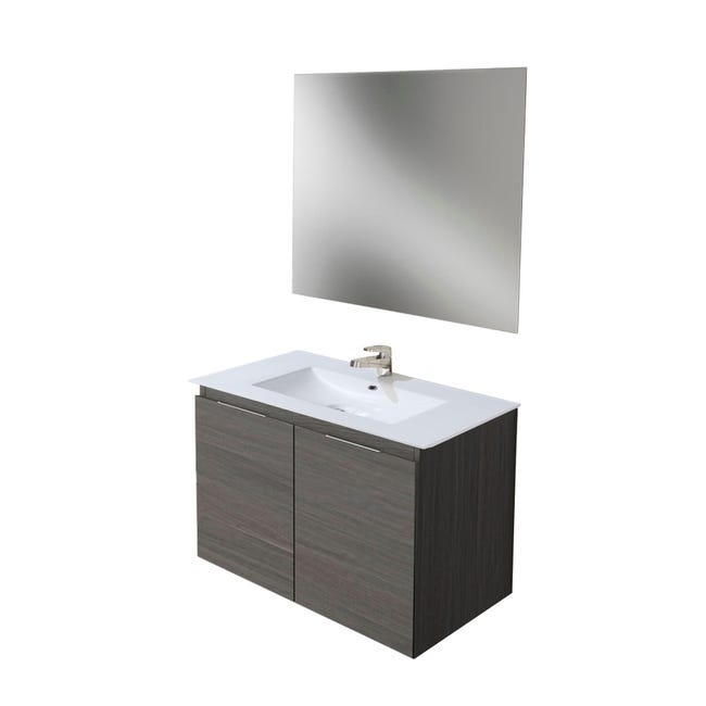 Mueble de baño con lavabo y espejo Prima roble claro 119.6x45.5 cm