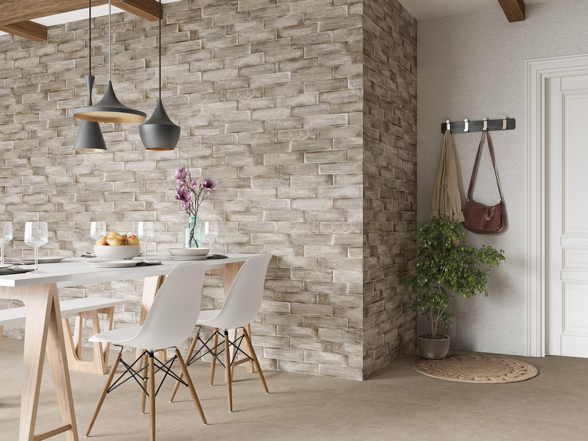 Azulejo cerámico impression efecto madera beige 7.5x30 cm de la marca EL BARCO Azulejo cerámico impression efecto madera beige 7.5x30 cm de la marca EL BARCO