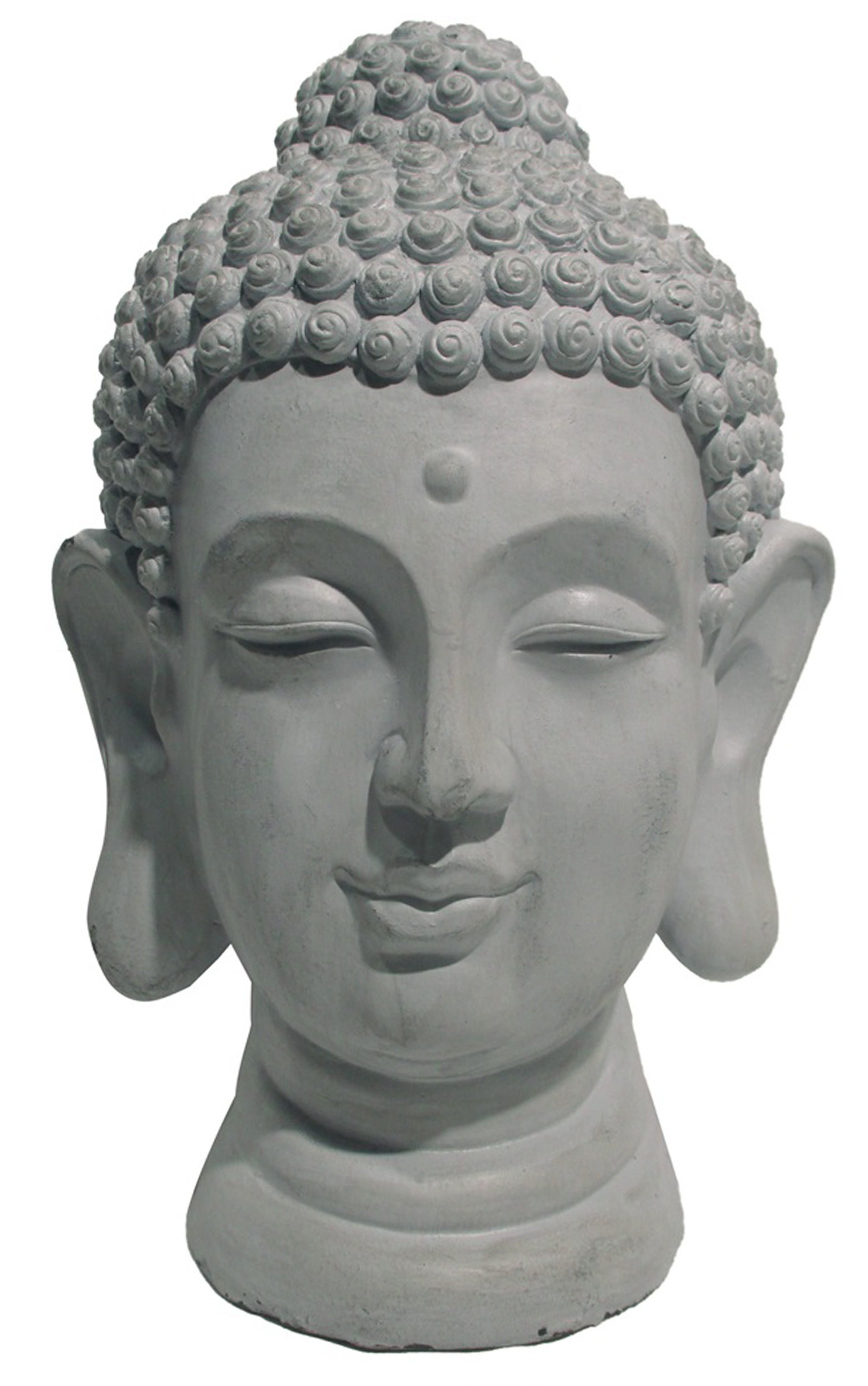 Figura decorativa cabeza budha de 49 cm gris