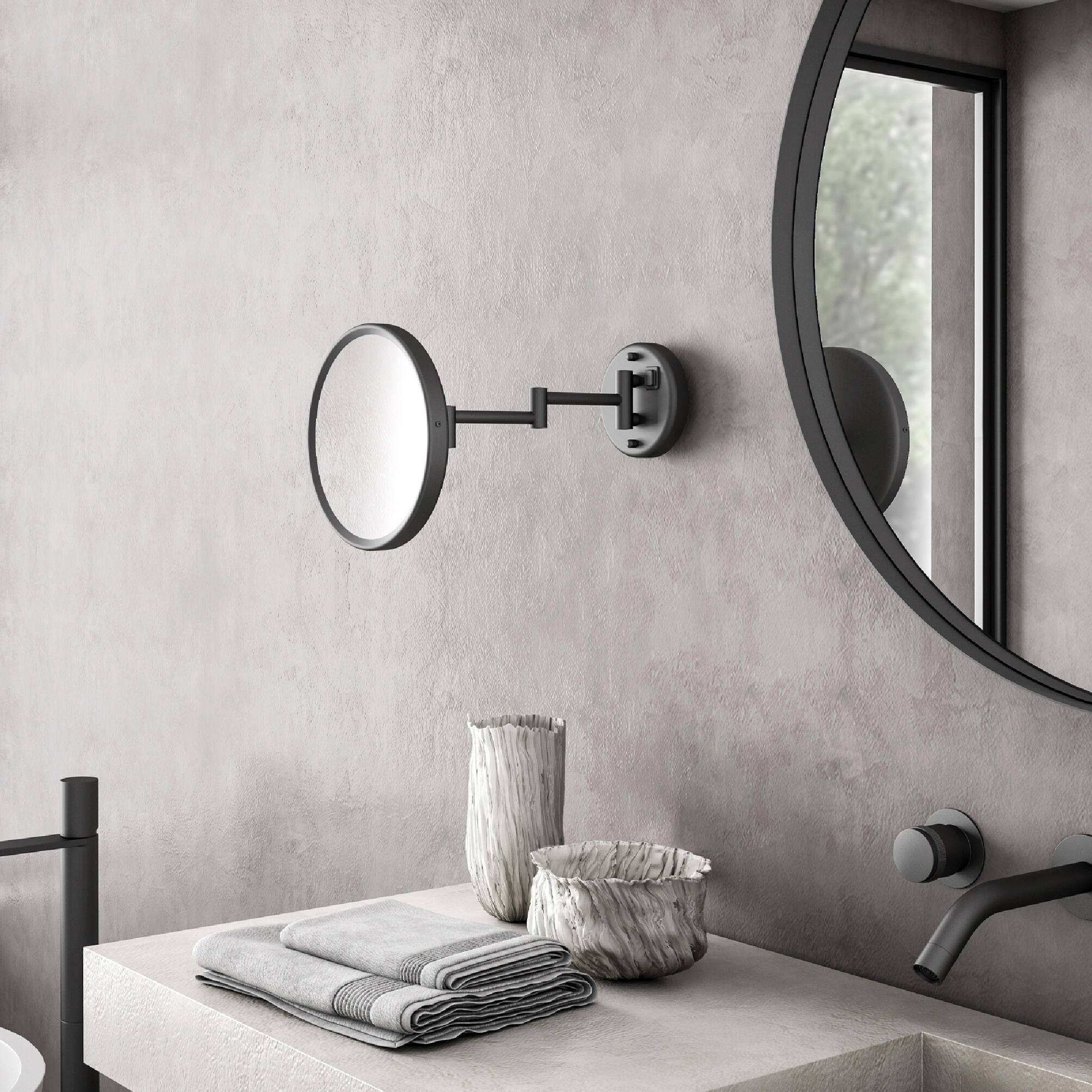 Espejo cosmético de aumento con luz sarah x 3 gris / plata