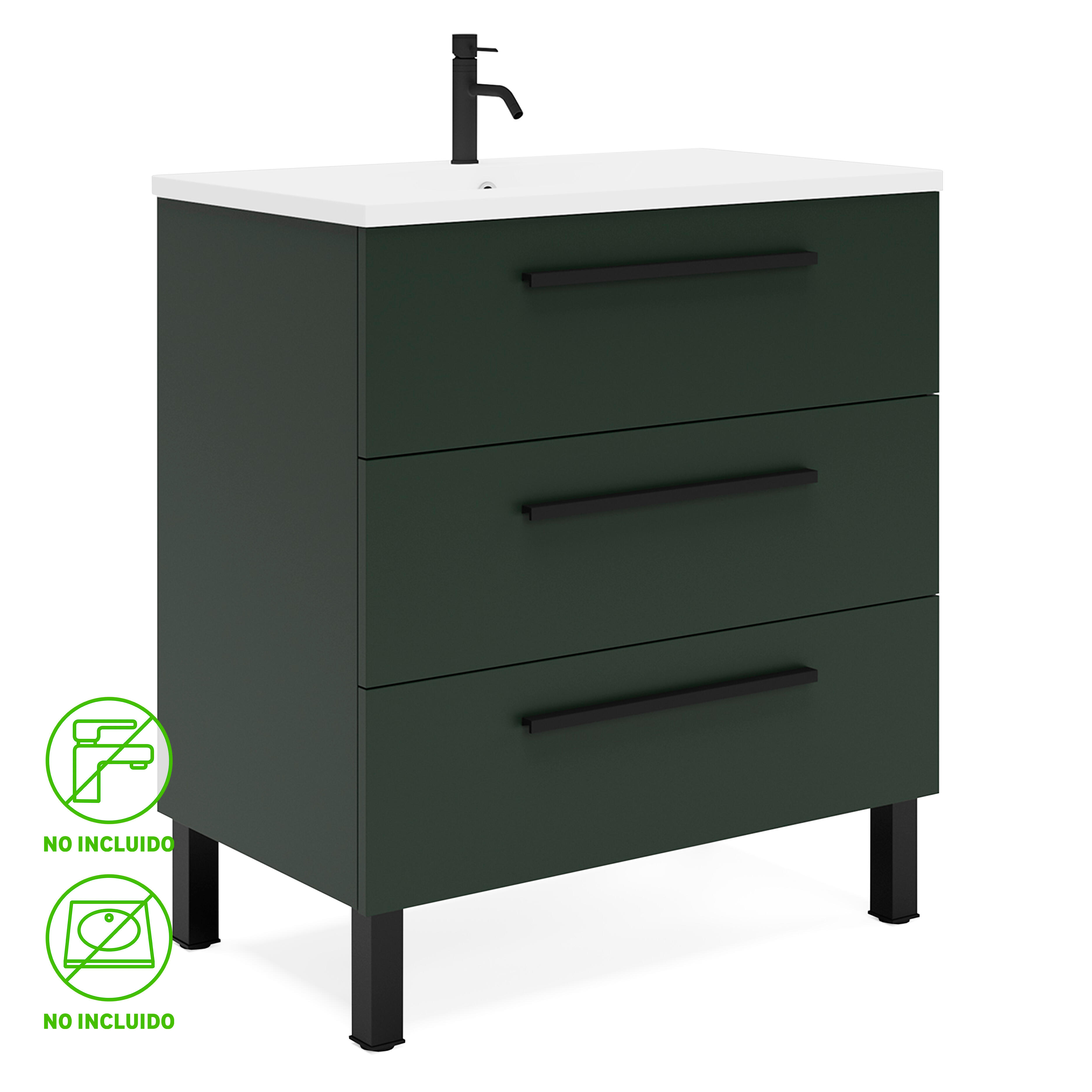 Mueble de baño madrid verde 70x39 cm