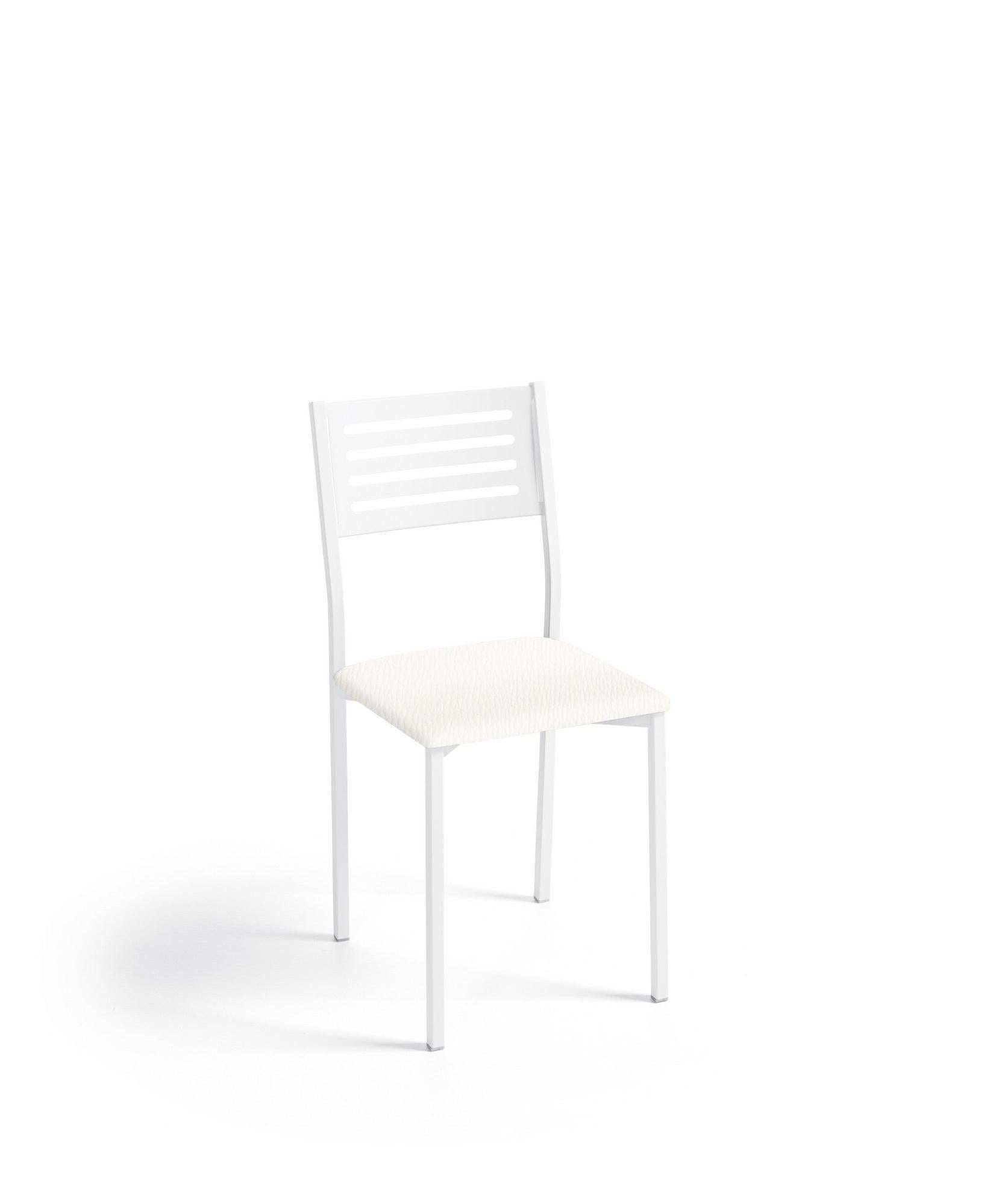 Silla de estructura blanca y asiento blanco de 38 x 86 cm