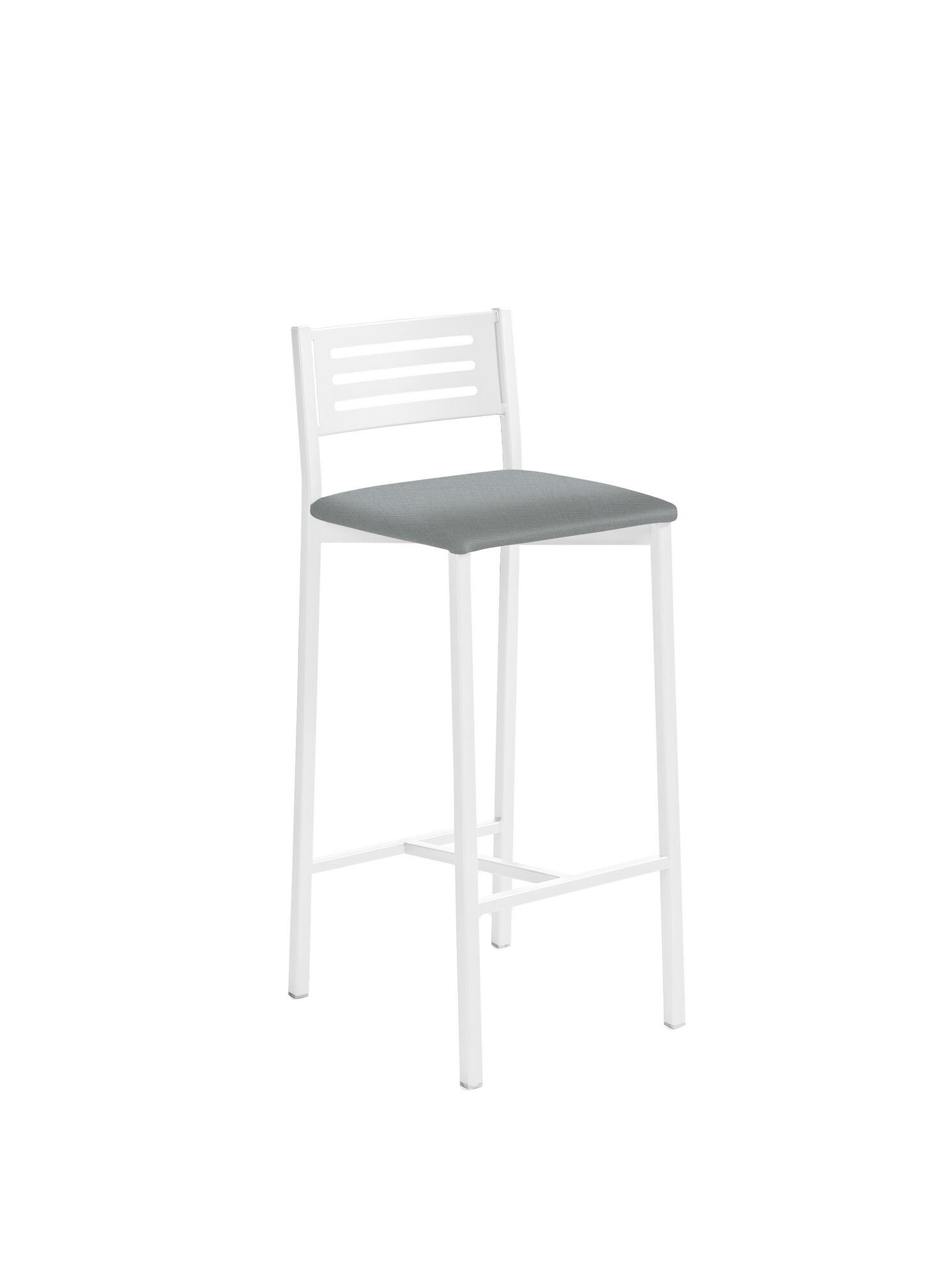 Taburete de estructura color blanco texturizado y asiento acero de 33 x 66 cm