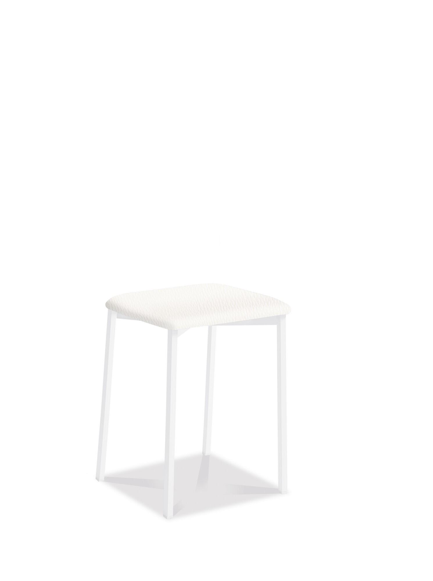 Taburete de estructura color blanco texturizado y asiento blanco de 33 x 47 cm