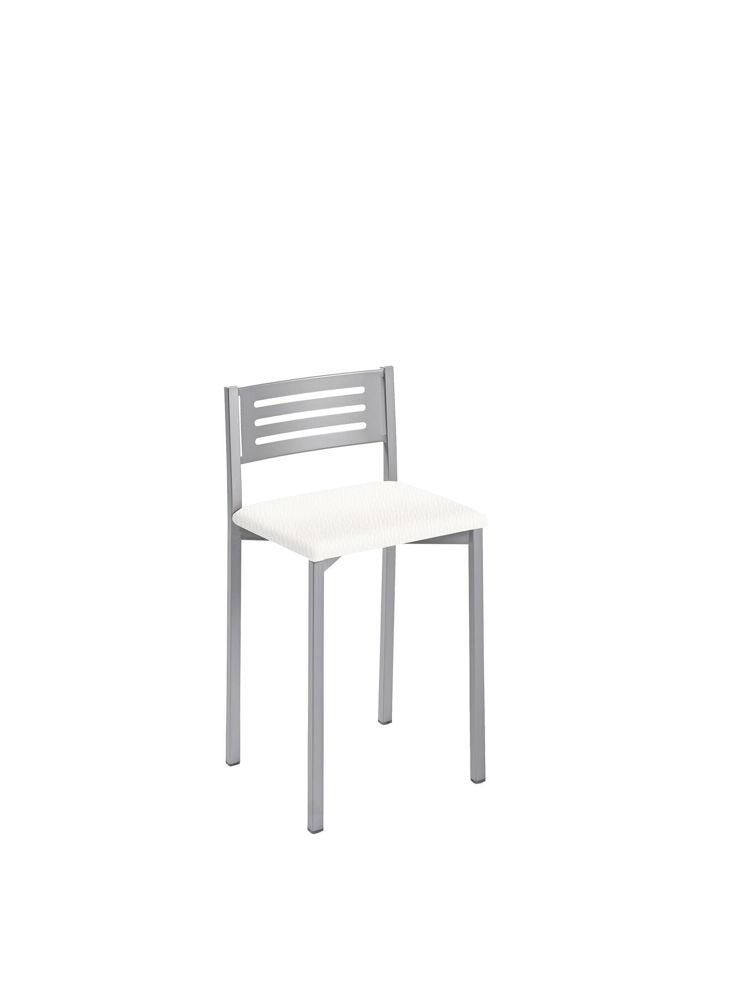 Taburete de estructura color epoxi aluminio y asiento blanco de 33 x 47 cm