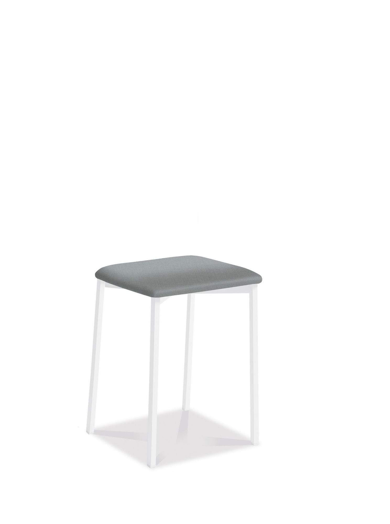 Taburete de estructura color blanco texturizado y asiento acero de 33 x 47 cm