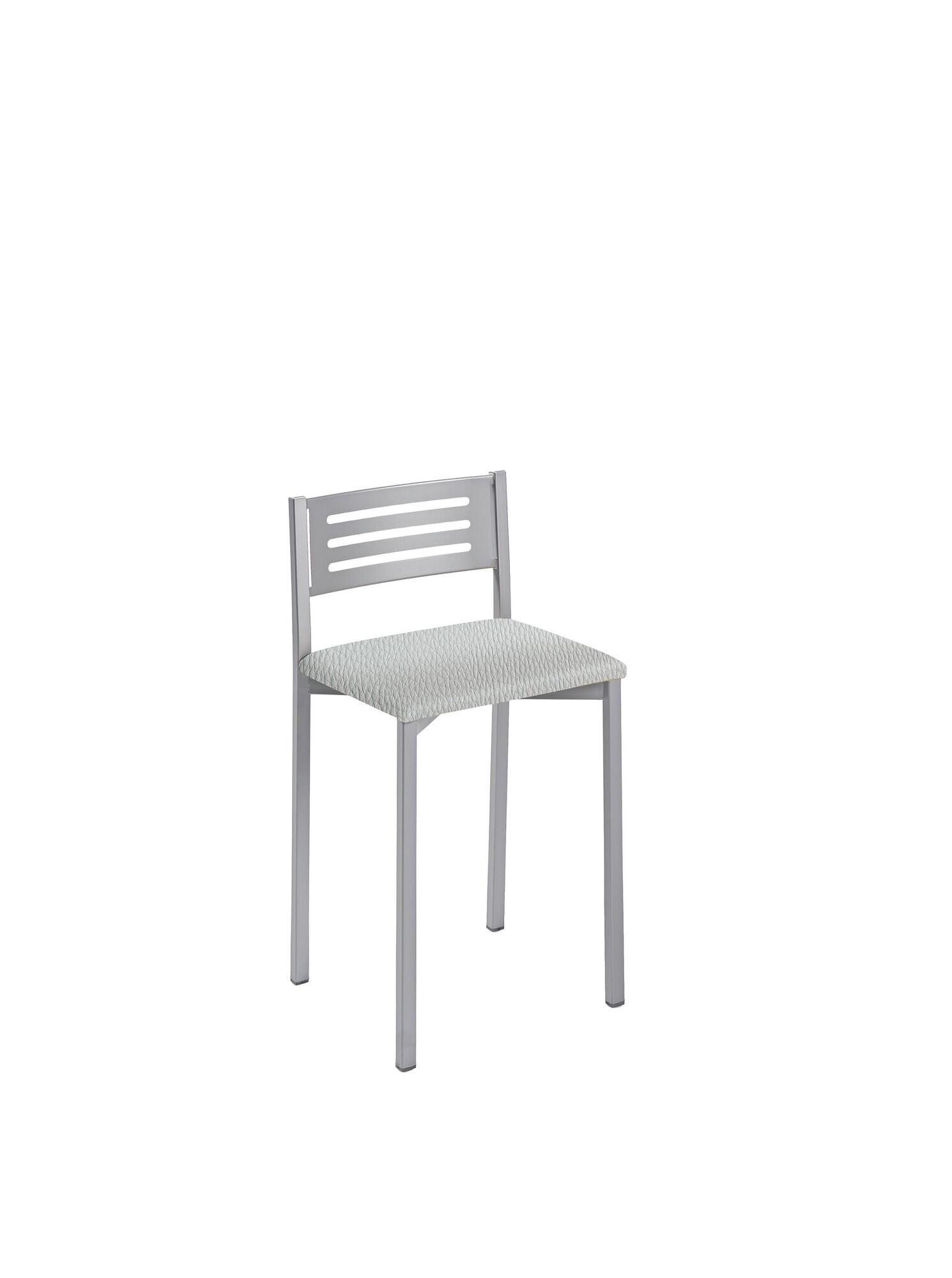 Taburete de estructura color epoxi aluminio y asiento plata de 33 x 47 cm
