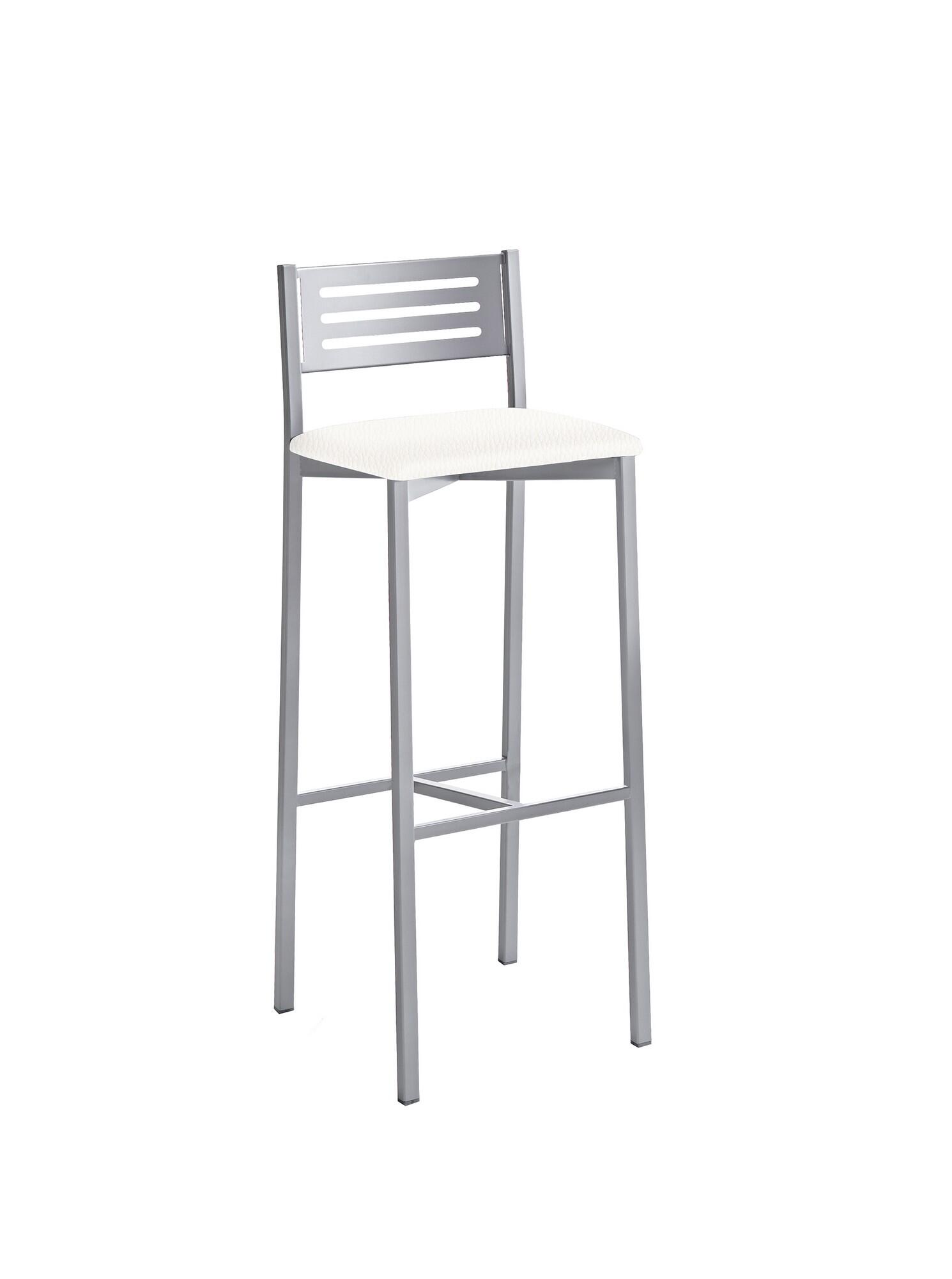 Taburete de estructura color epoxi aluminio y asiento blanco de 33 x 77 cm