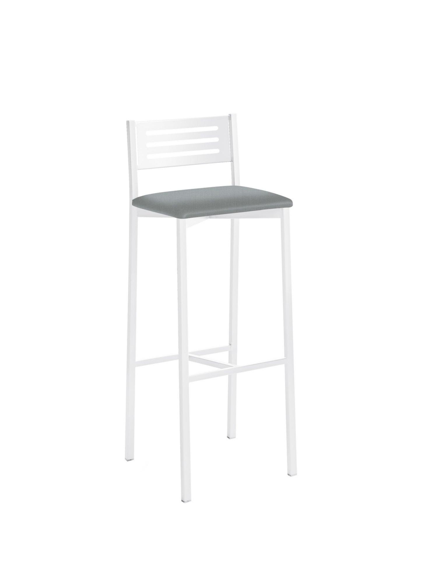 Taburete de estructura color blanco texturizado y asiento acero de 33 x 77 cm