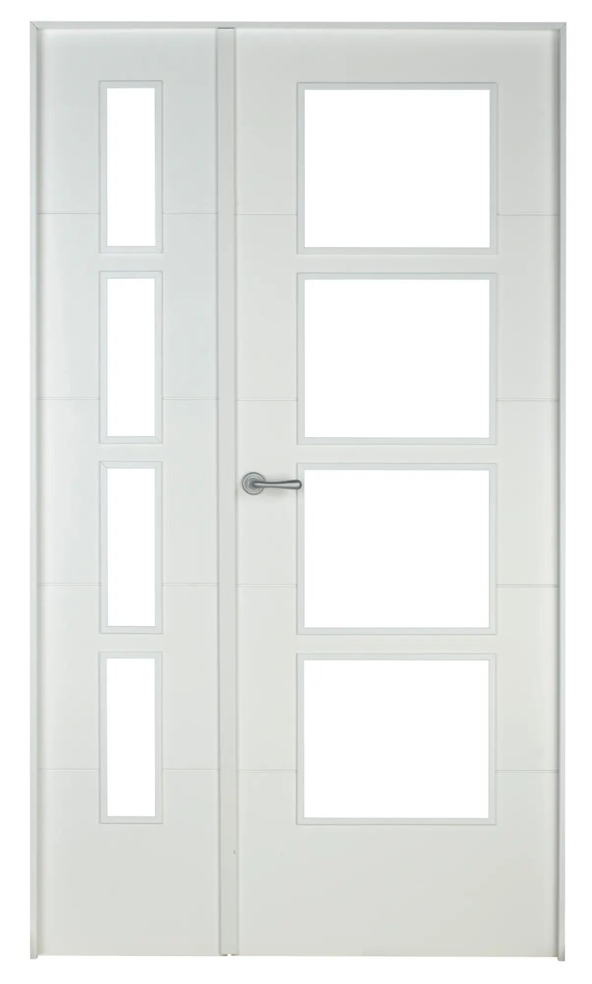Conjunto de puerta doble con cristal lucerna plus 105cm (62+42) izda + tapetas