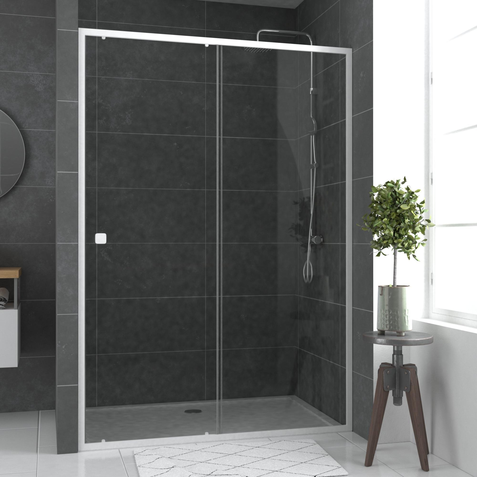 Mampara corredera spot transparente perfil blanco 140x185 cm de la marca AURLANE