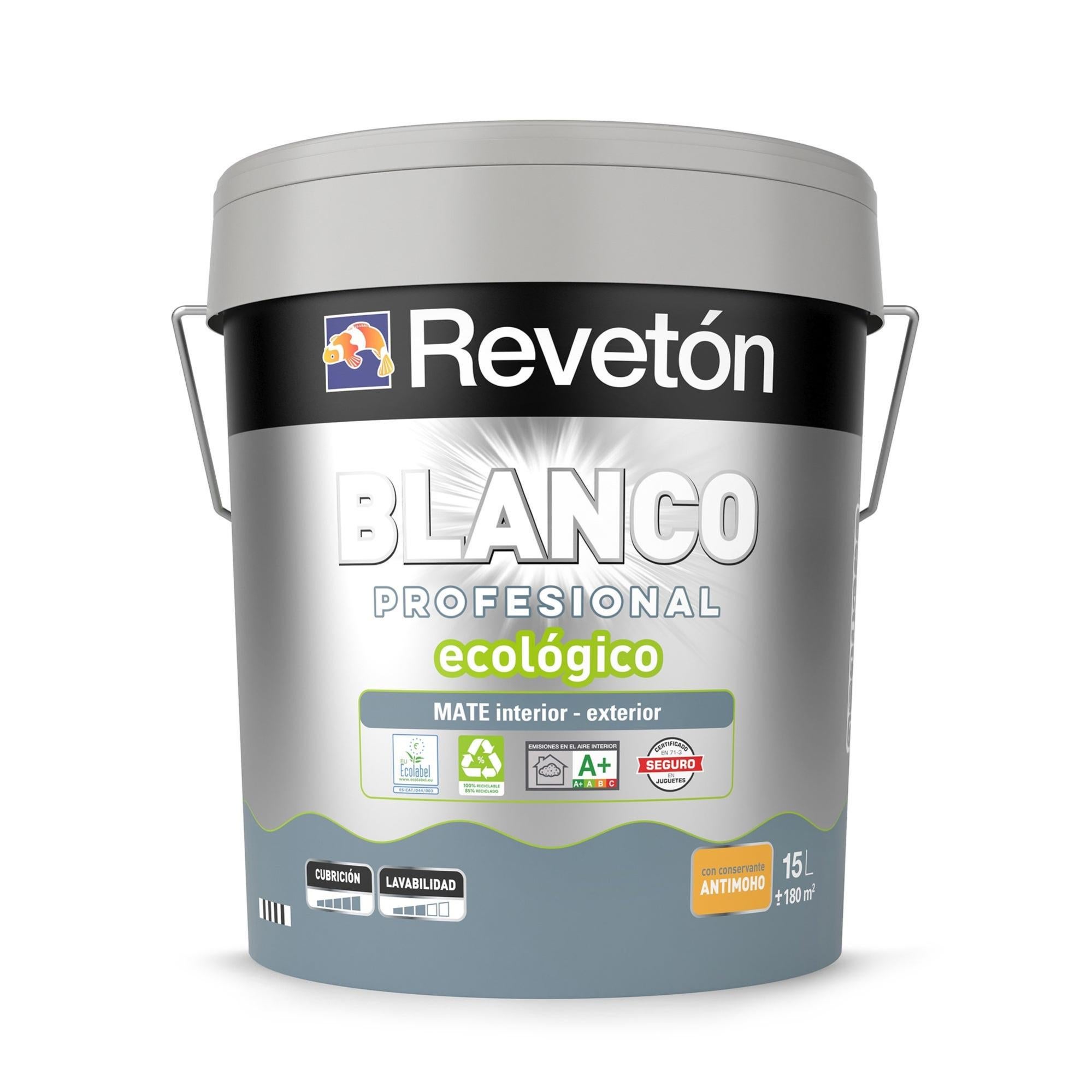 Pintura Interior Mate REVETON PRO 15L 0500 n Blanco Muy Luminoso 