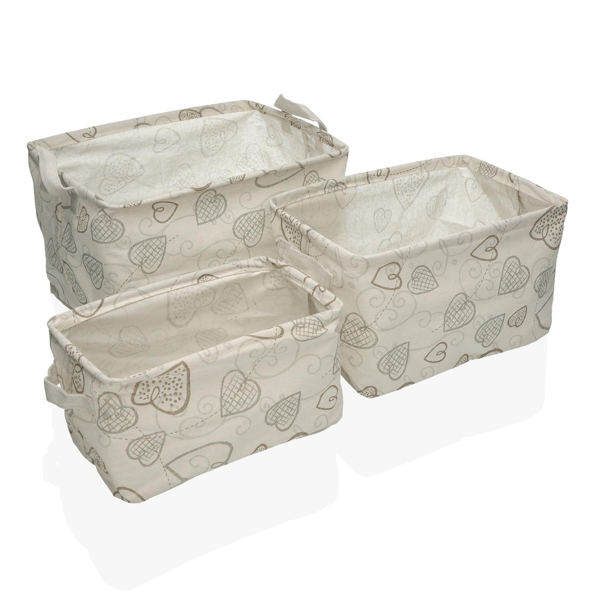 Set cestas cozy beige/gris 35x22 cm