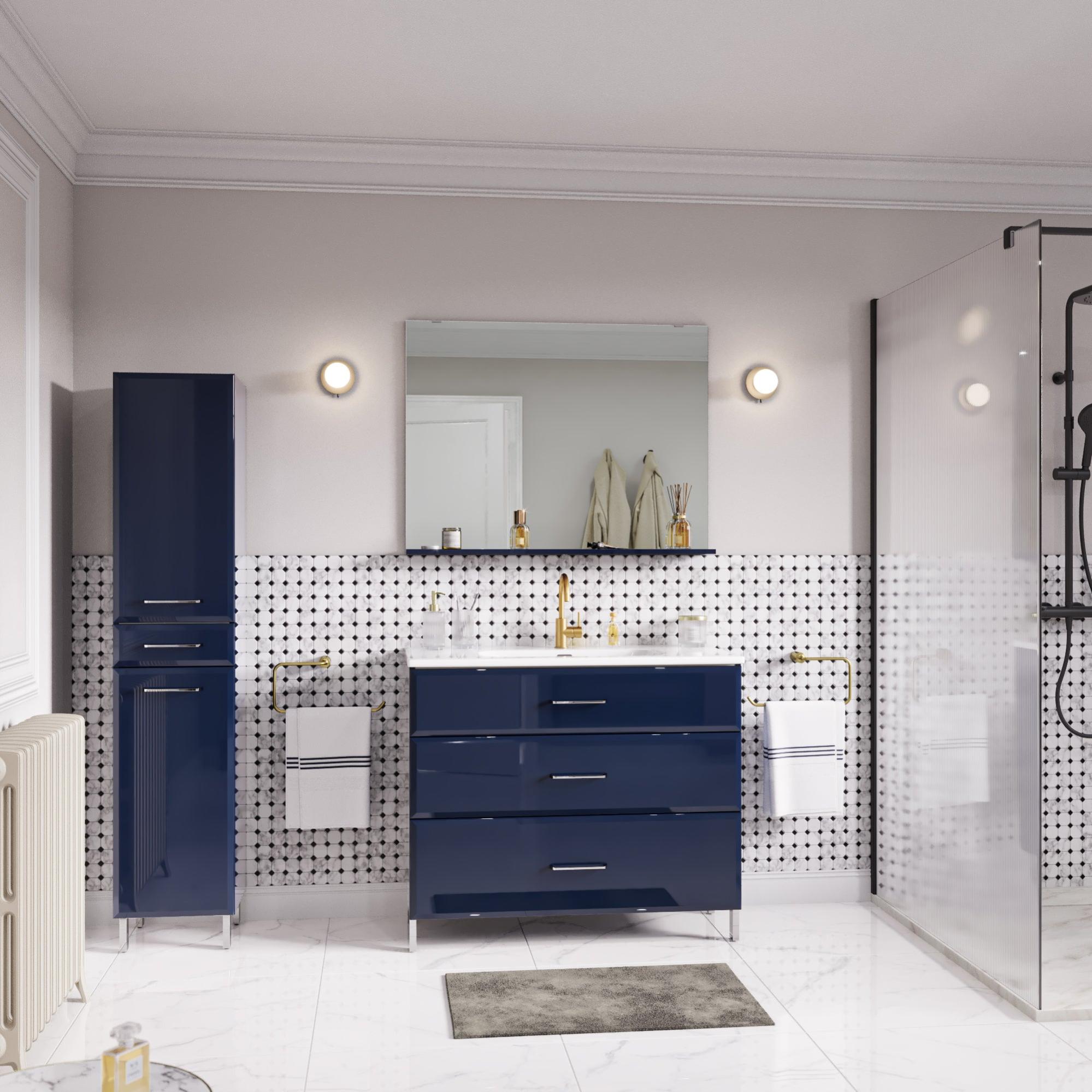 Mueble de baño con lavabo opale2 azul 100x45 cm de la marca Sin marca