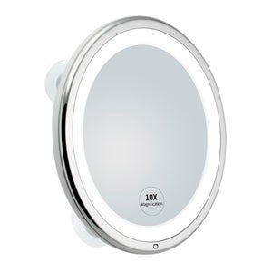 Espejo de aumento con luz, espejo de maquillaje con ventosa con 3 colores  claros, espejo de maquillaje con pilas, 10 aumentos con ventosas, espejo de