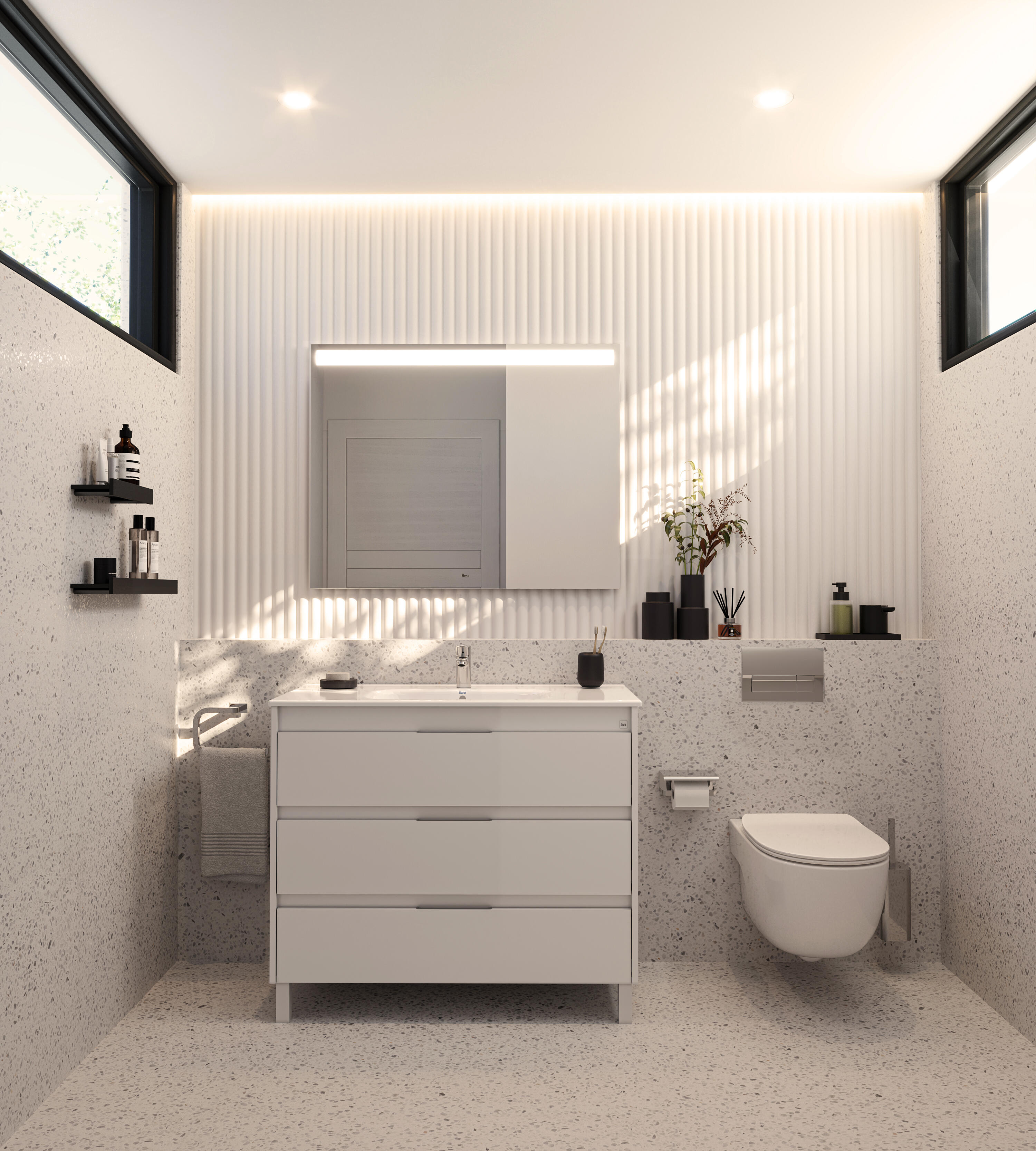 Mueble de baño con lavabo alpine roca blanco 100x45 cm