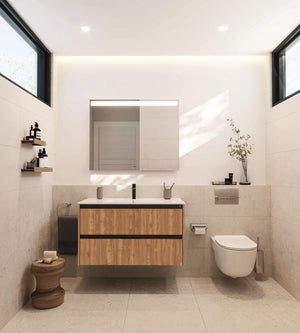 ALAN 150cm mueble de baño Urban 2 cajones lavabo suspendido Centro sin  orificio, color Urban.