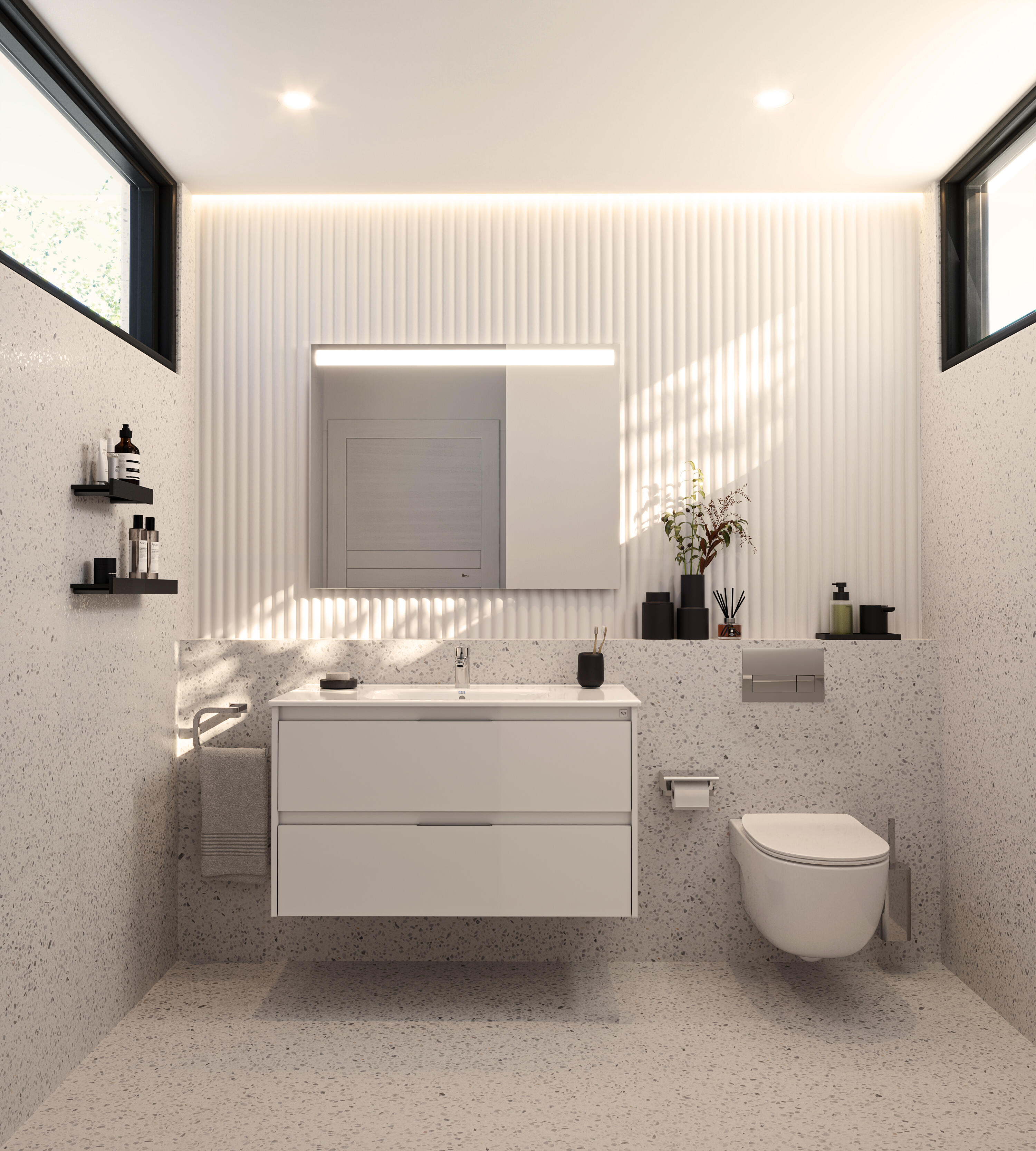 Mueble de baño con lavabo alpine roca blanco 100x45 cm