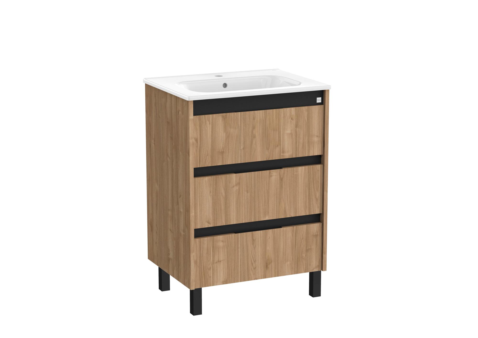 Paplinskimoebel - Mueble Baño Con Lavabo Cerámica 80cm - Roble - Cajón Cierre Suave - Calidad UE