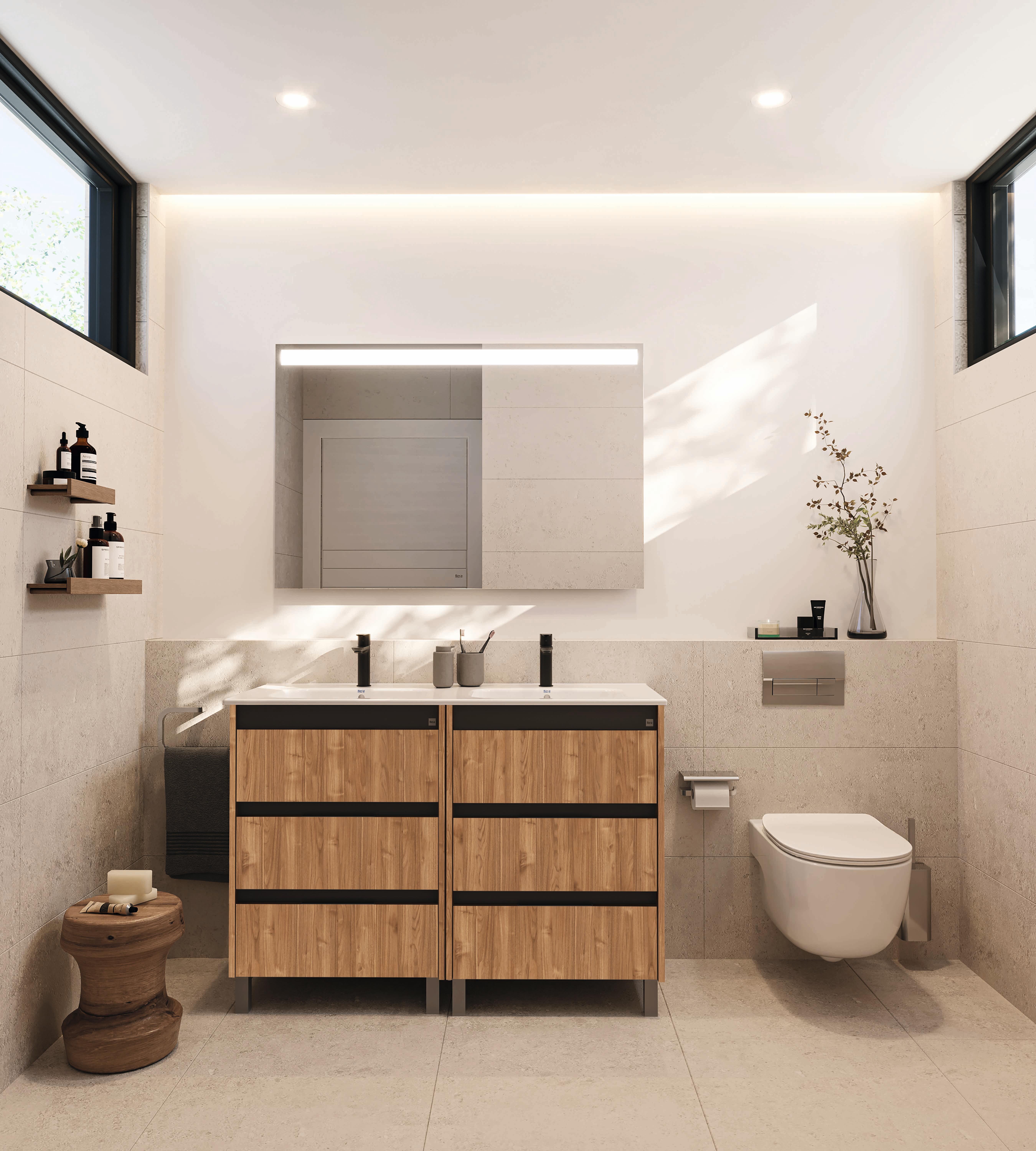 Mueble de baño con lavabo alpine roca nogal 120x45 cm