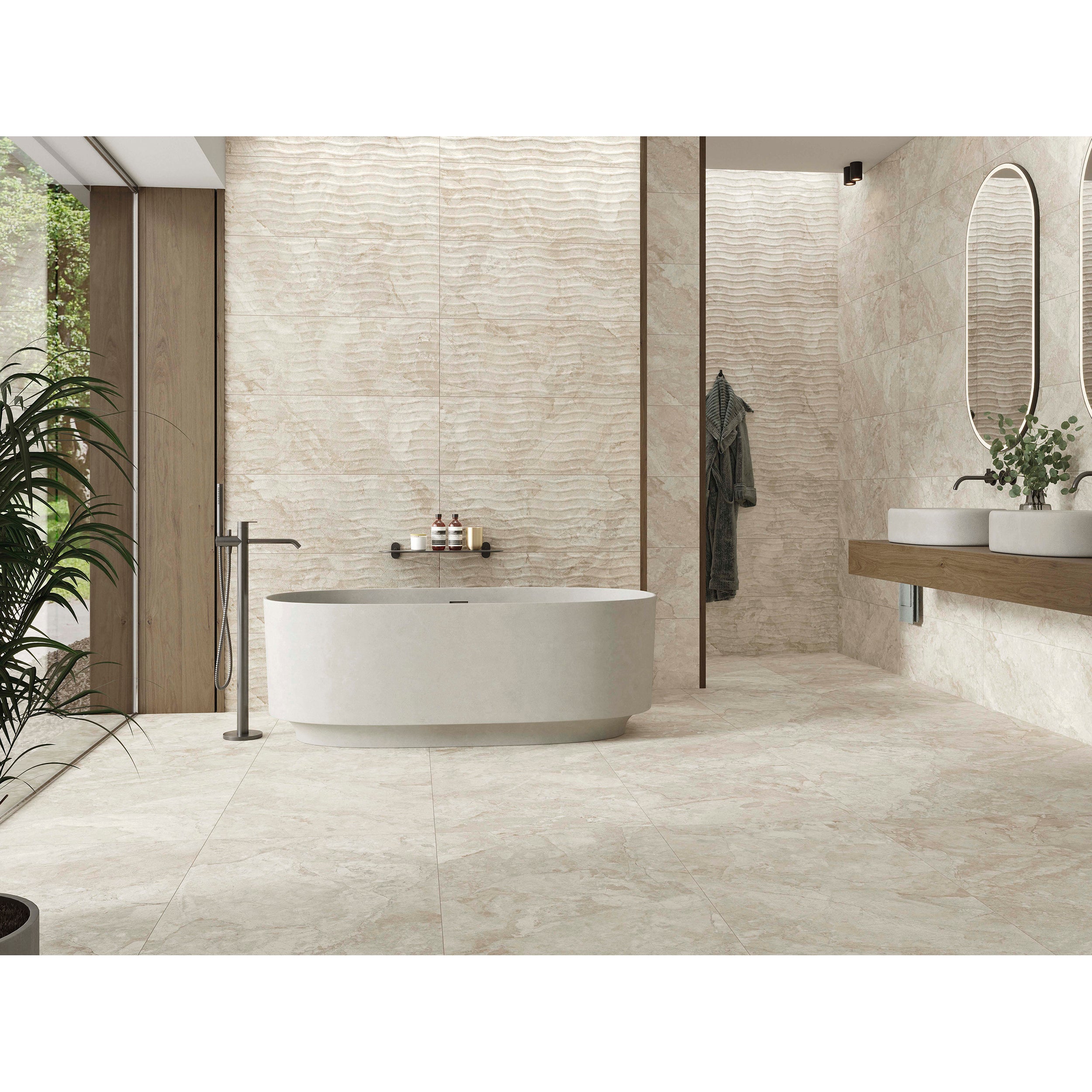 Suelo porcelánico sensory efecto mármol beige 60x120 cm c1