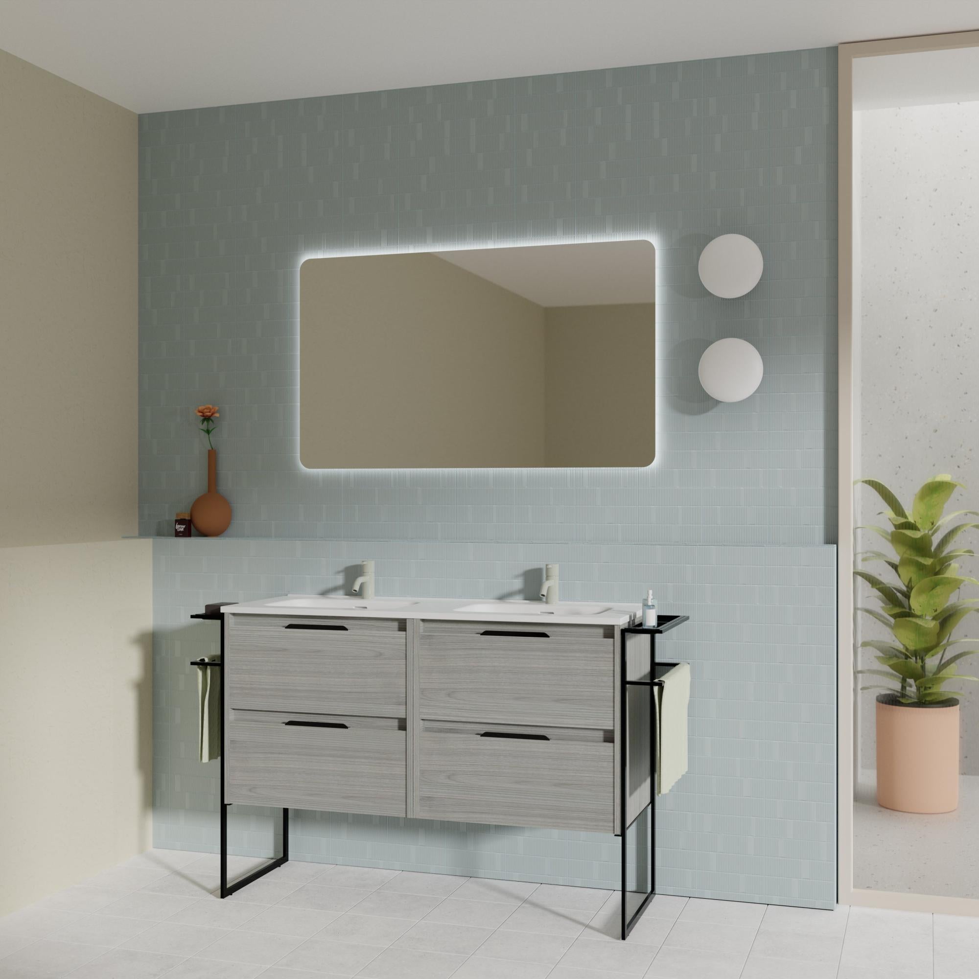 Mueble de baño con lavabo keiko gris 120x45 cm