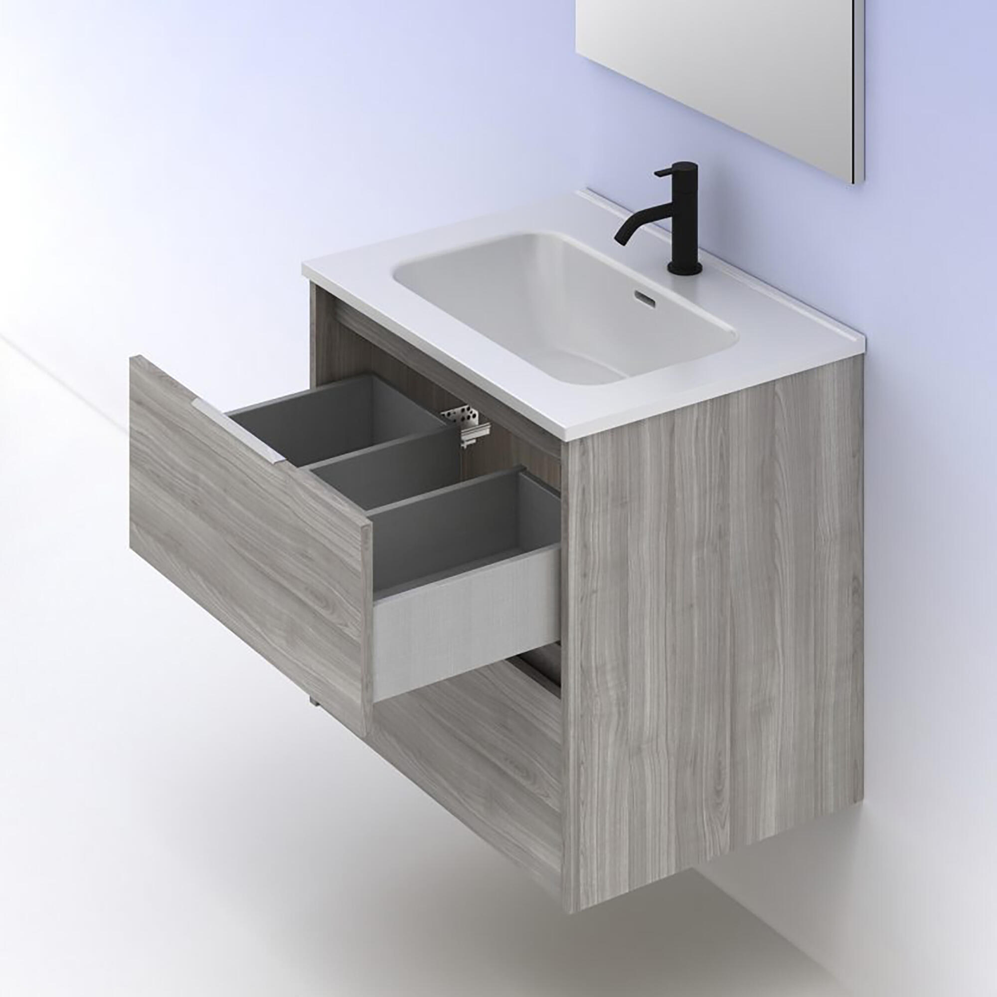 Mueble de baño con lavabo suki gris 60x45 cm