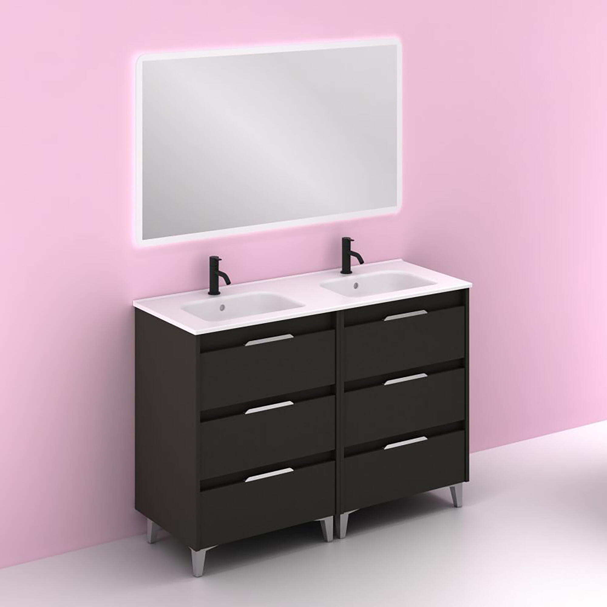 Mueble de baño con lavabo suki antracita 120x45 cm