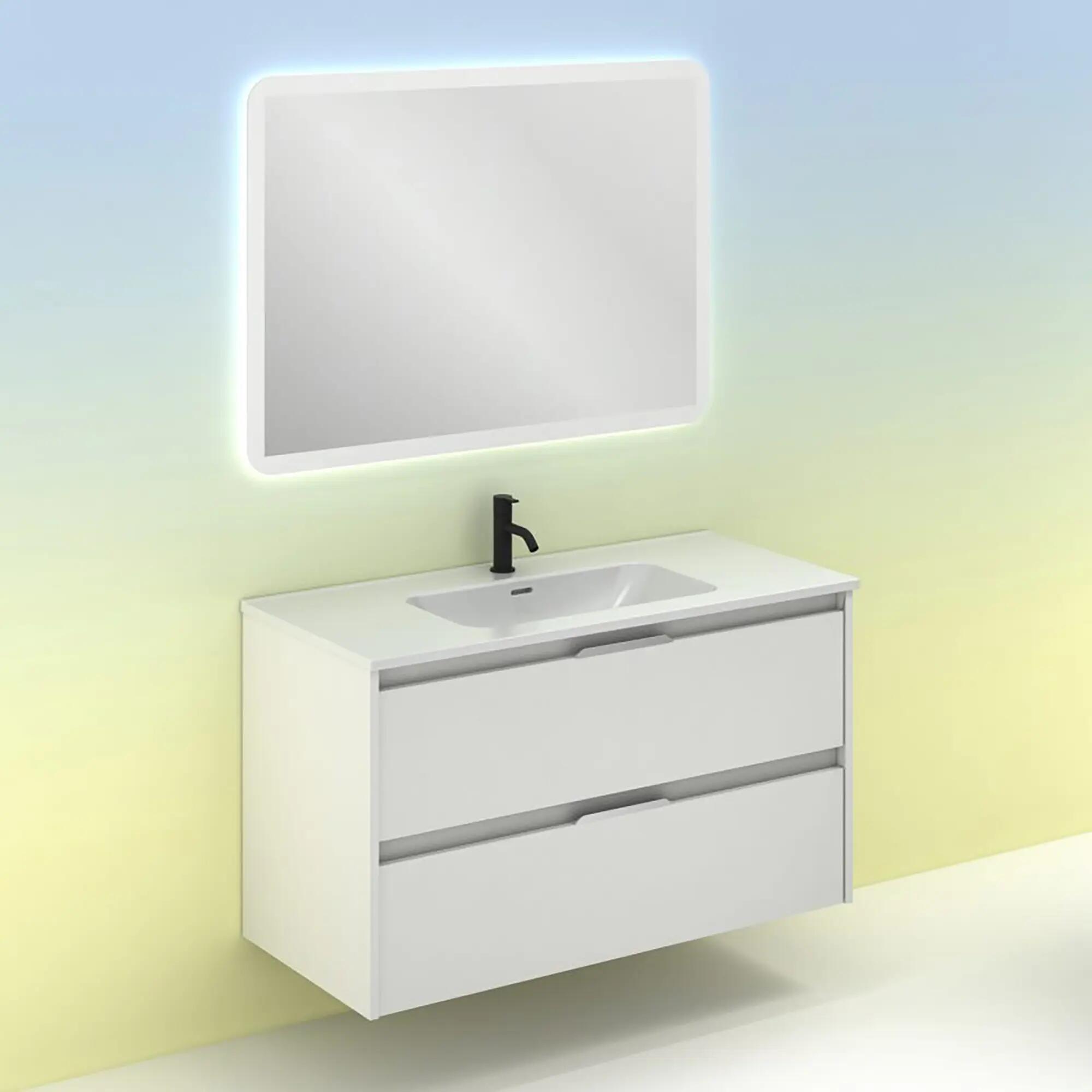 Mueble de baño con lavabo suki blanco 100x45 cm