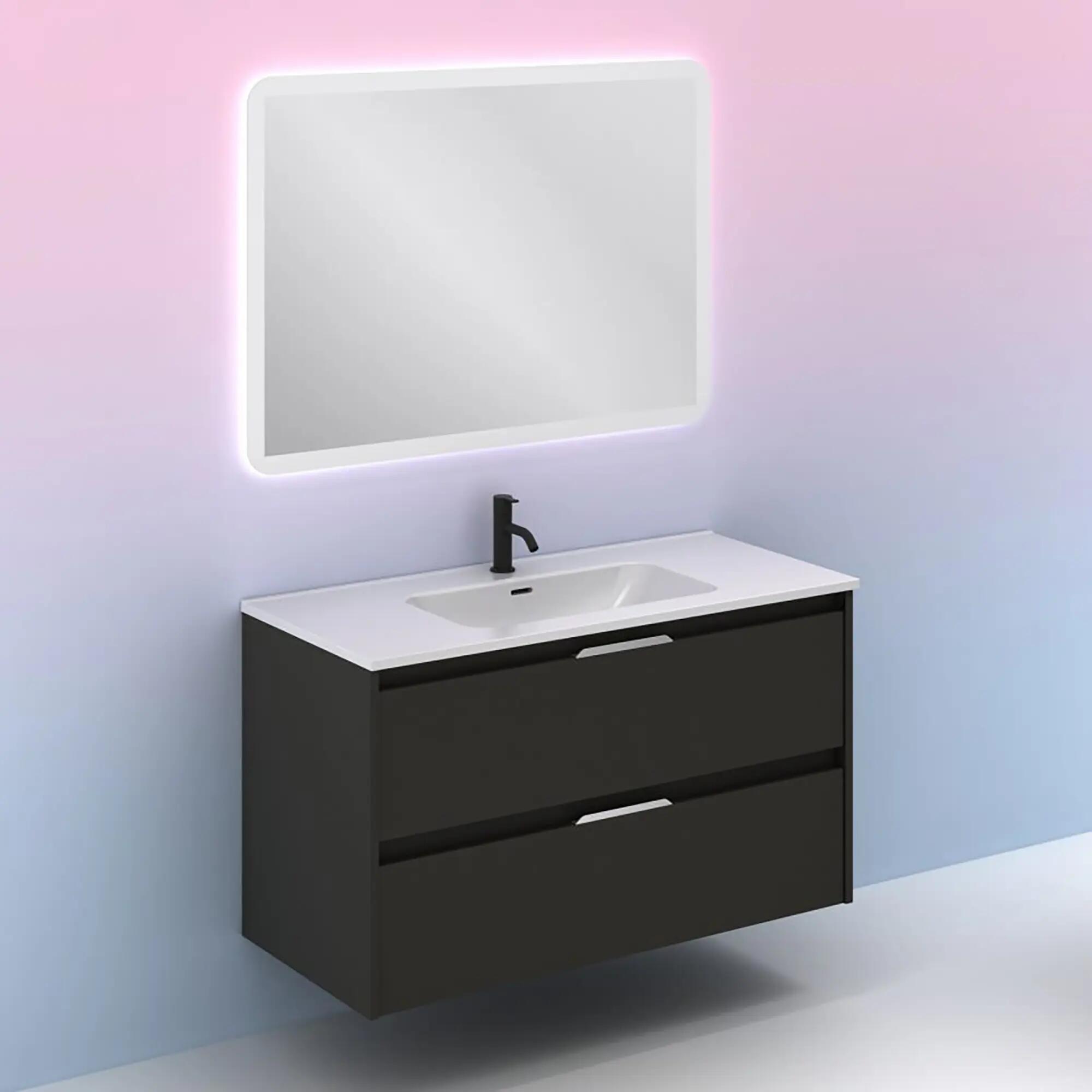 Mueble de baño con lavabo suki antracita 100x45 cm