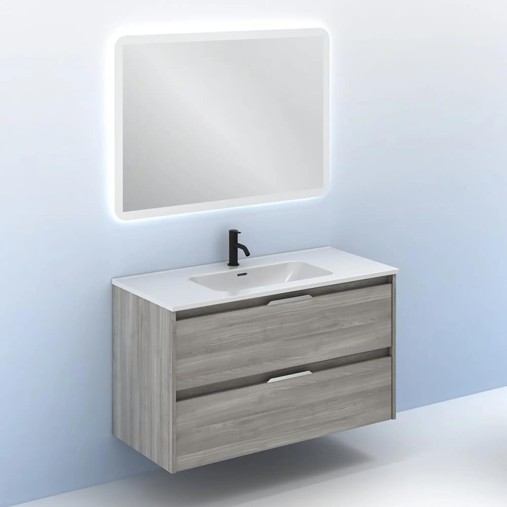 Mueble de baño con lavabo suki gris 100x45 cm