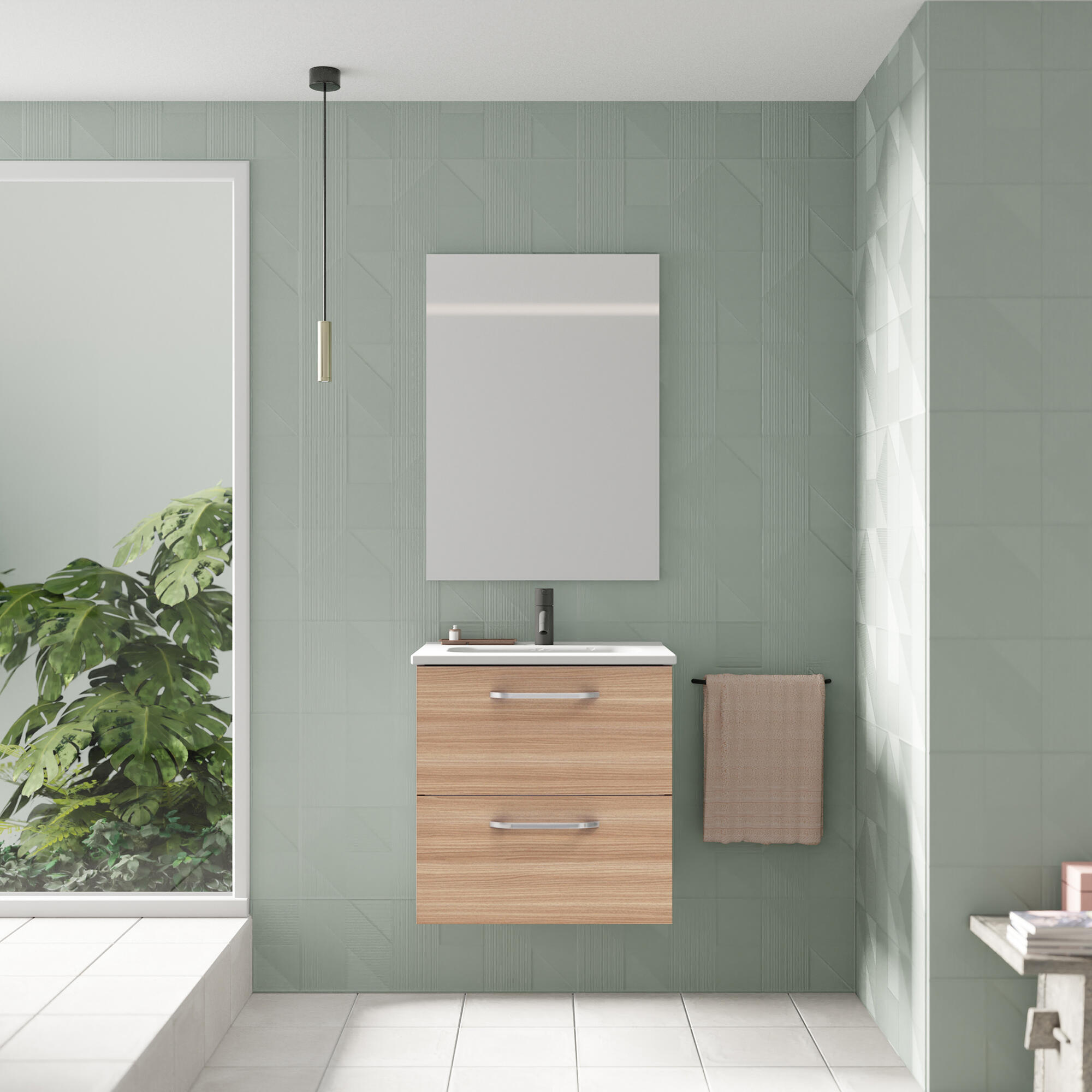 Mueble de baño con lavabo hone nogal 50x35 cm