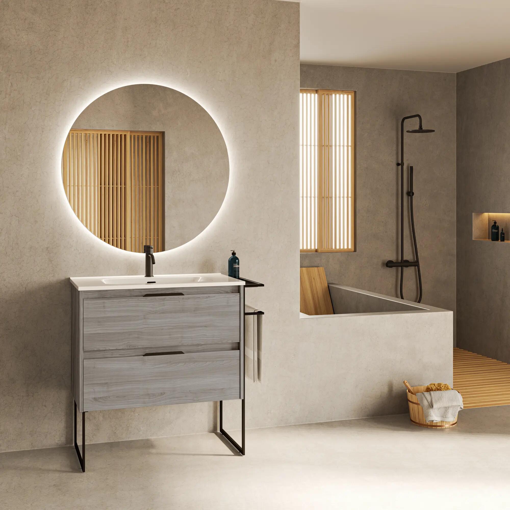 Mueble de baño con lavabo keiko gris 80x45 cm