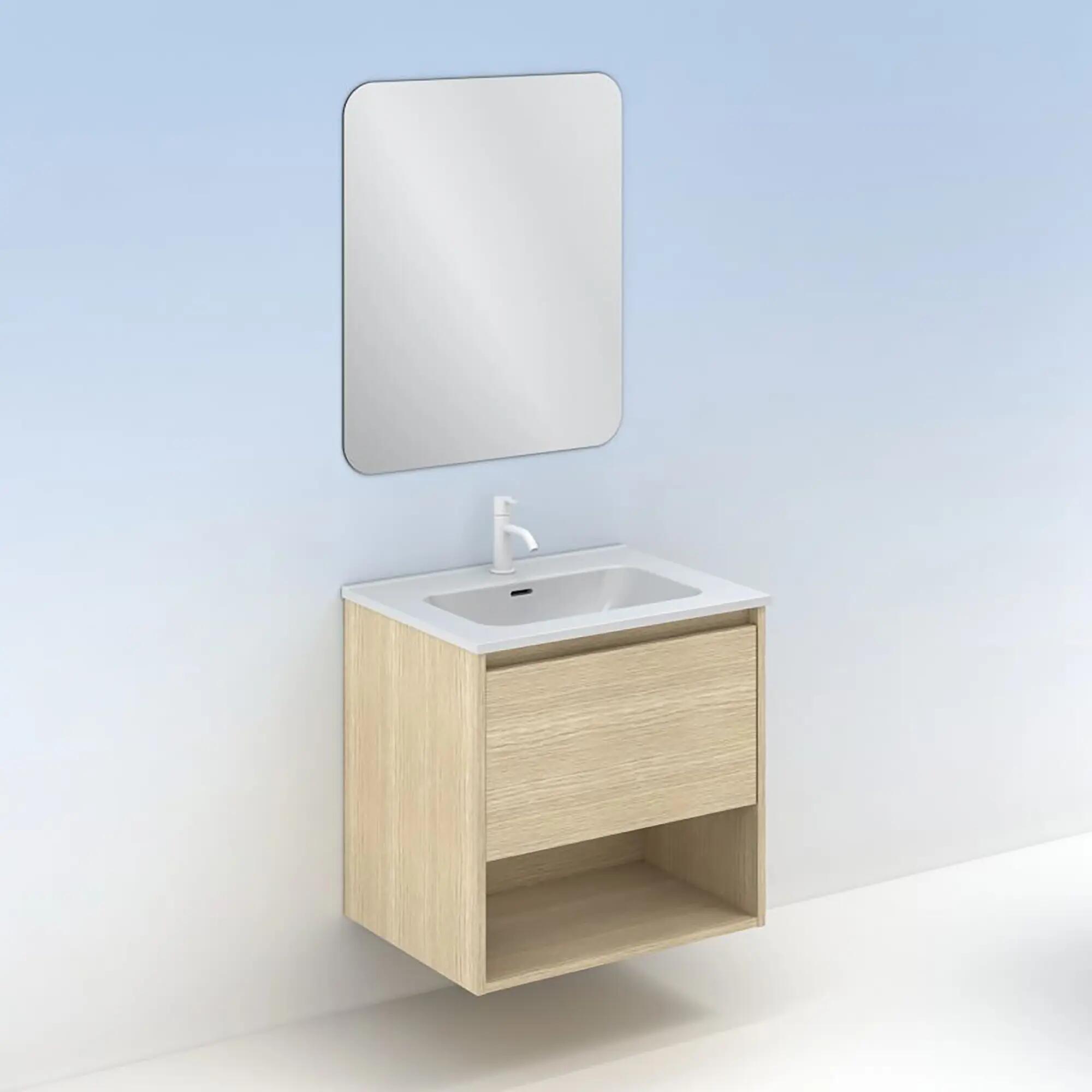 Mueble de baño con lavabo niwa roble gris 60x45 cm