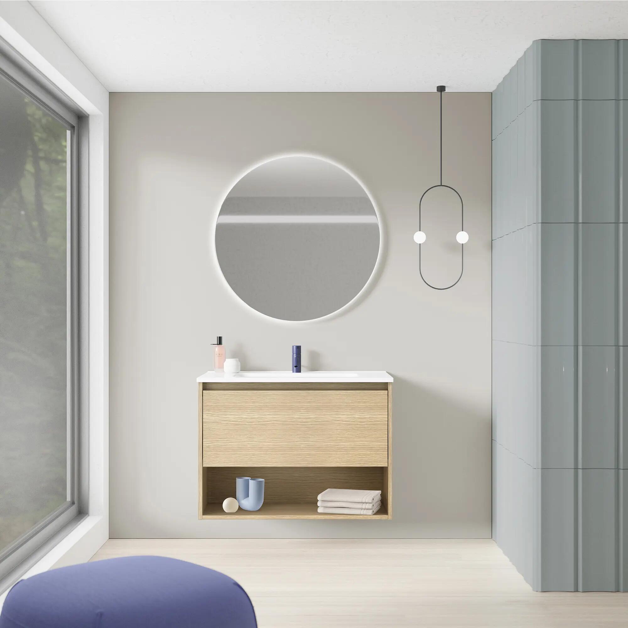 Mueble de baño con lavabo niwa roble gris 80x45 cm