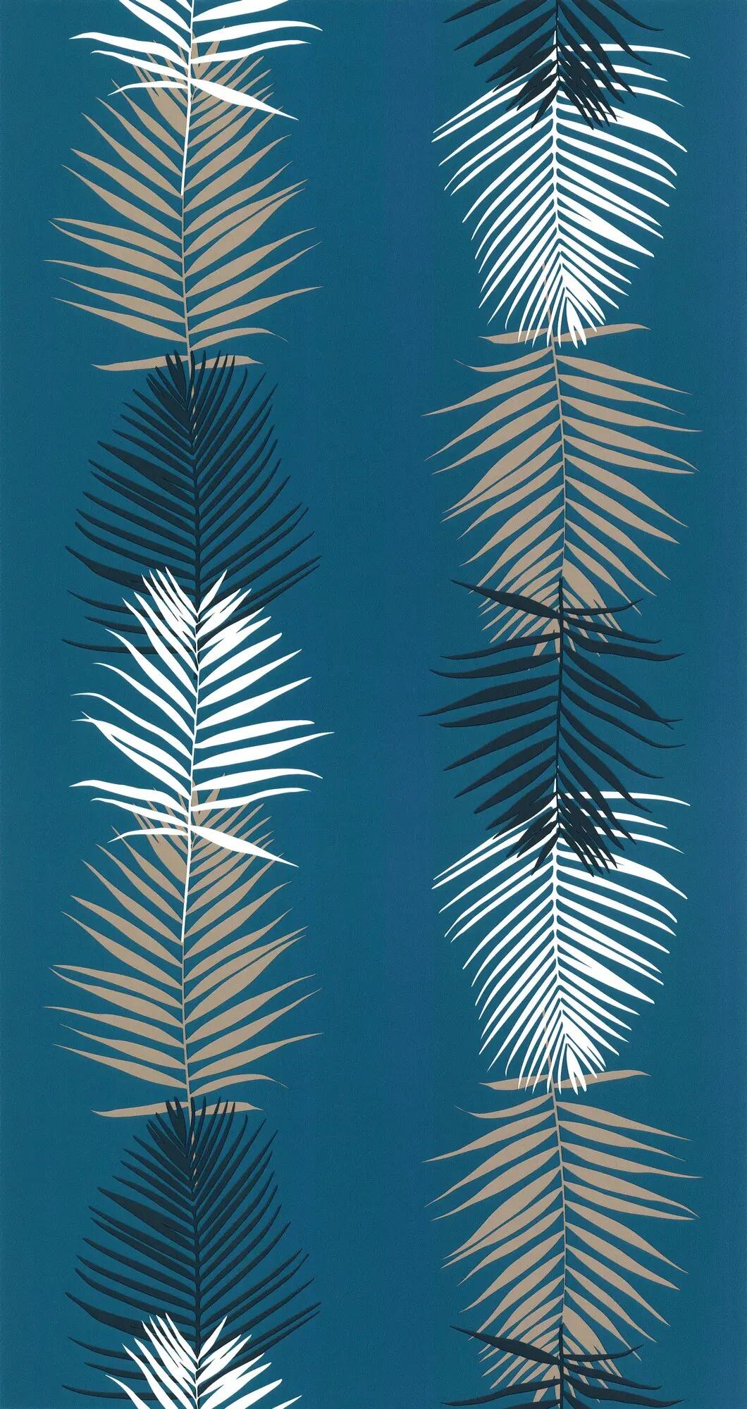 Papel pintado vinilo naturaleza hojas de palmera azul