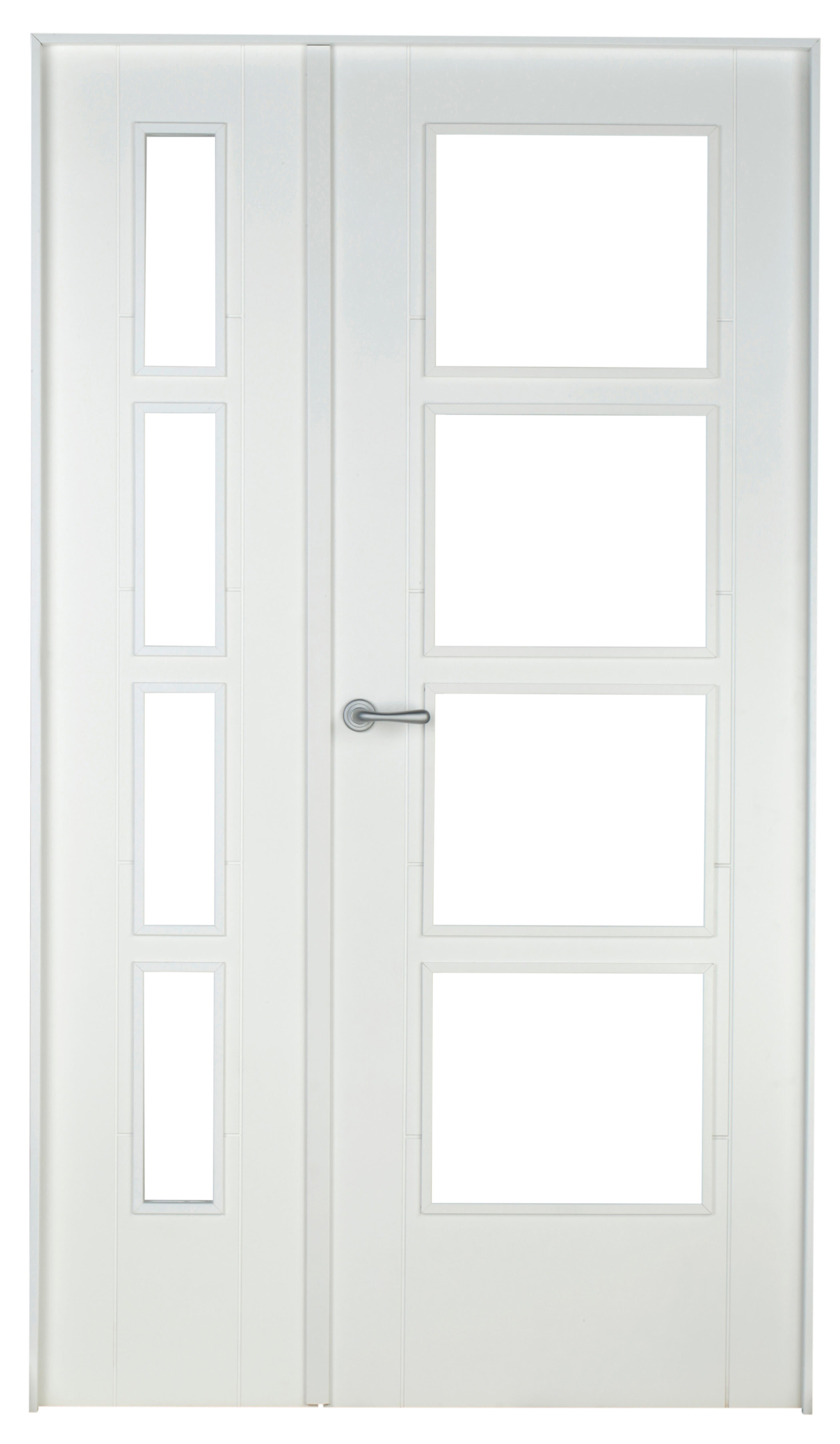 Conjunto de puerta doble cristal noruega blanco 115cm (42,5+72,5) dcha + tapetas