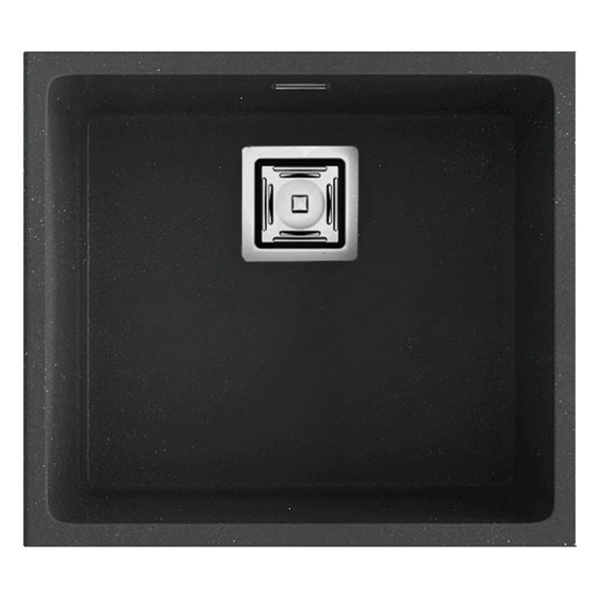 Fregadero 1 seno rectangular poalgi zie hekla basalt negro 50x45 cm
