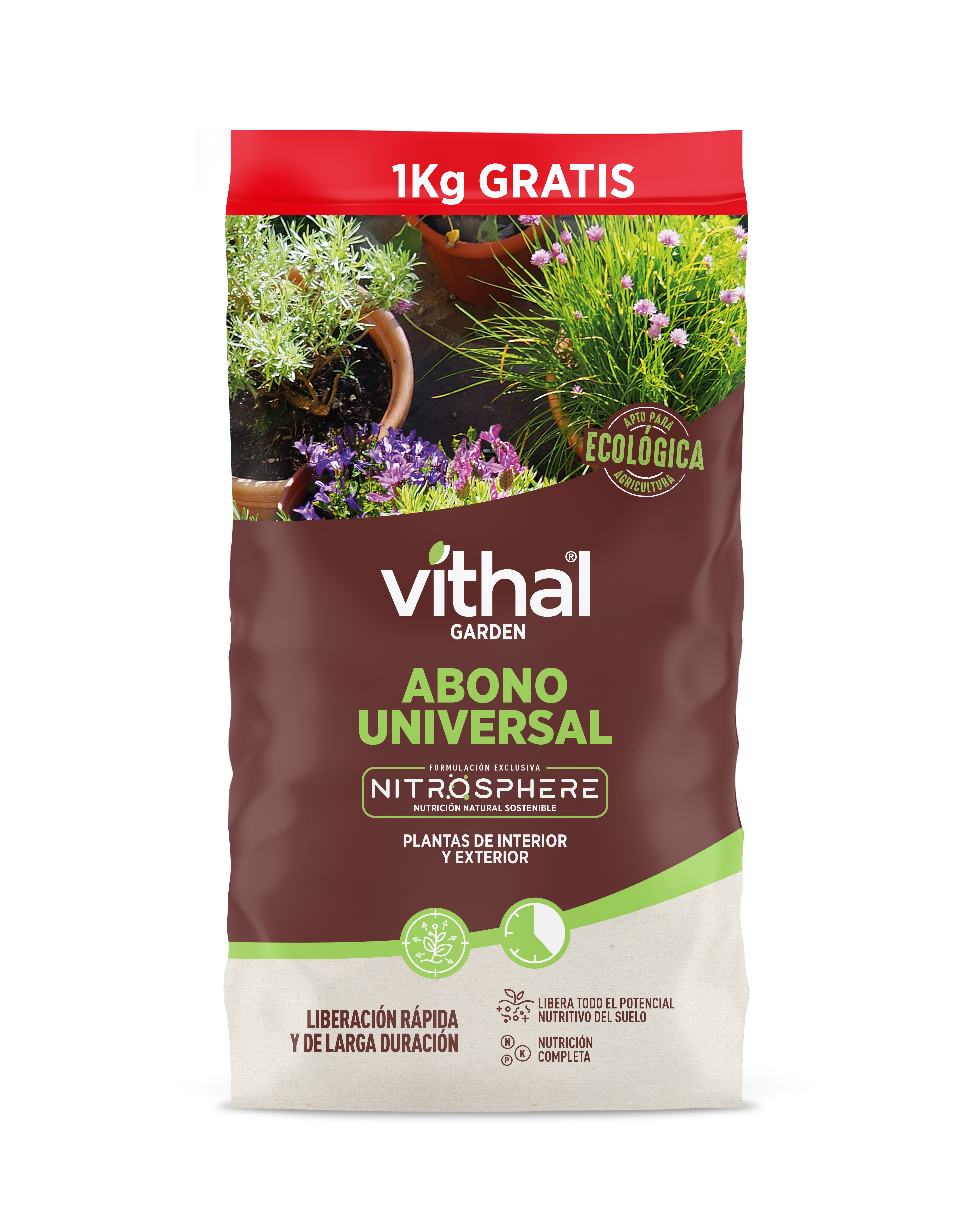Abono granulado vithal garden universal orgánico multiefecto 5+1kg uso ecológico