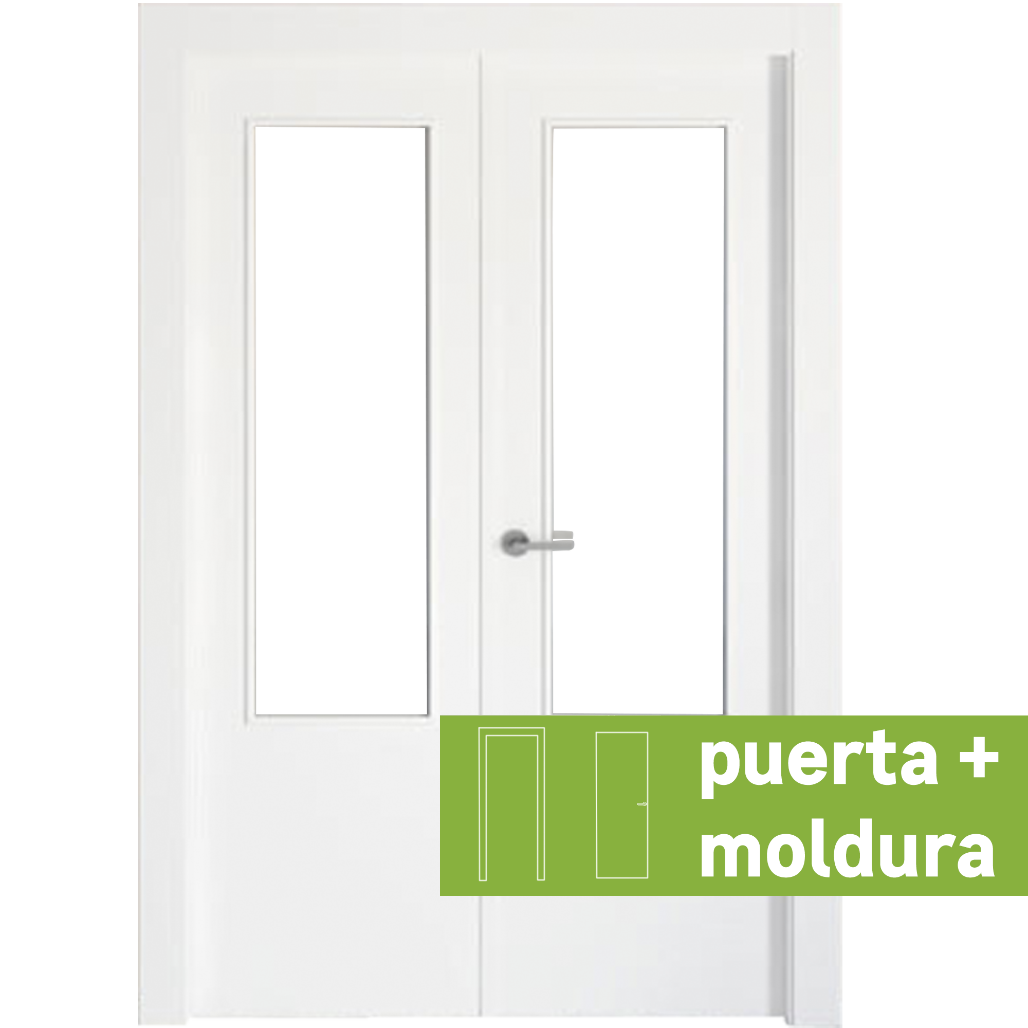 Conjunto puerta doble cristal bari blanca de 145 cm (72 5 + 72 5) dcha + tapetas de la marca Sin marca