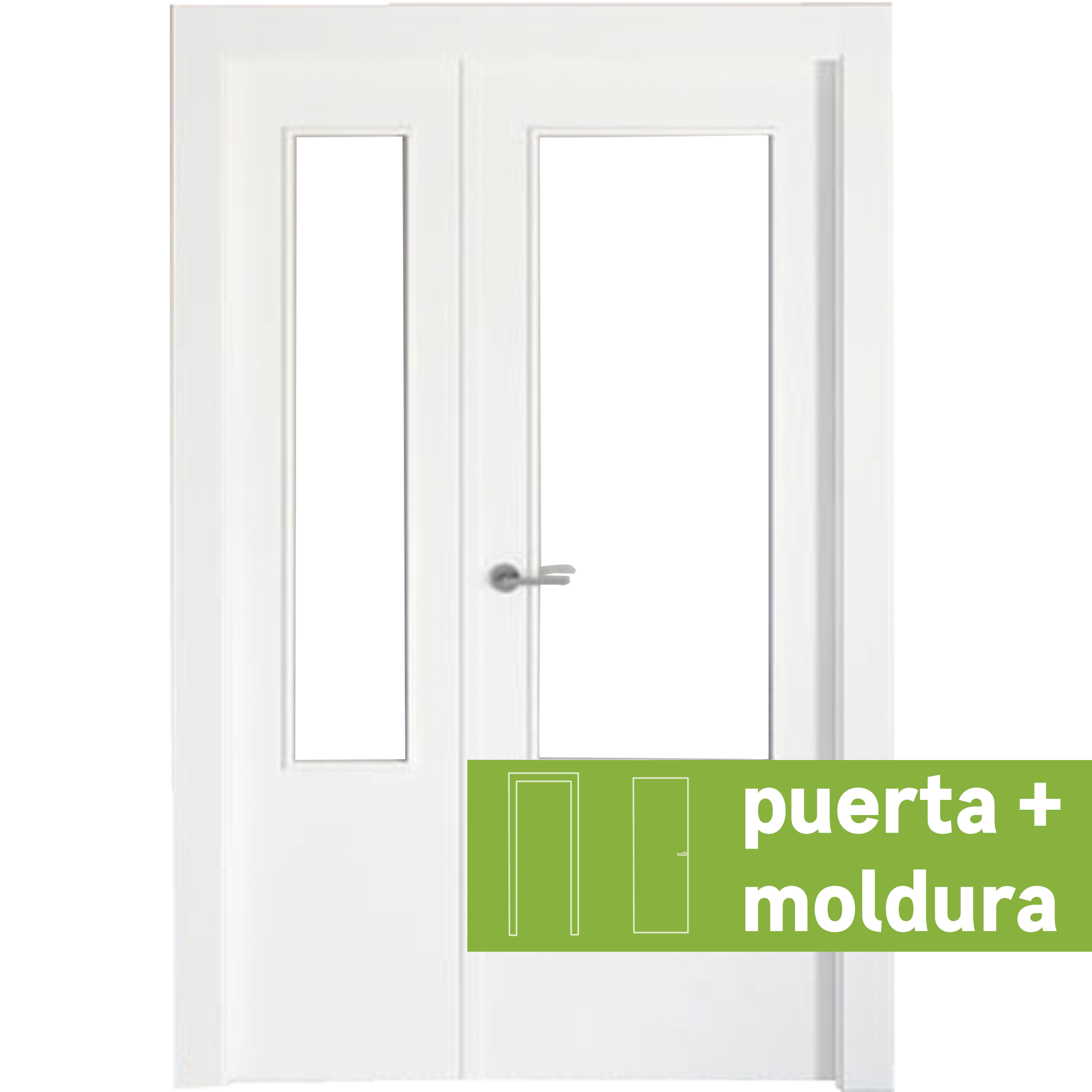 Conjunto puerta doble cristal bari blanca de 115 cm (72 5 + 42 5) dcha + tapetas de la marca Sin marca